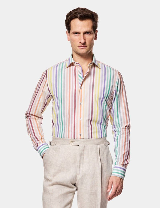 Slim Fit Green & Purple Stripe Curtis Shirt