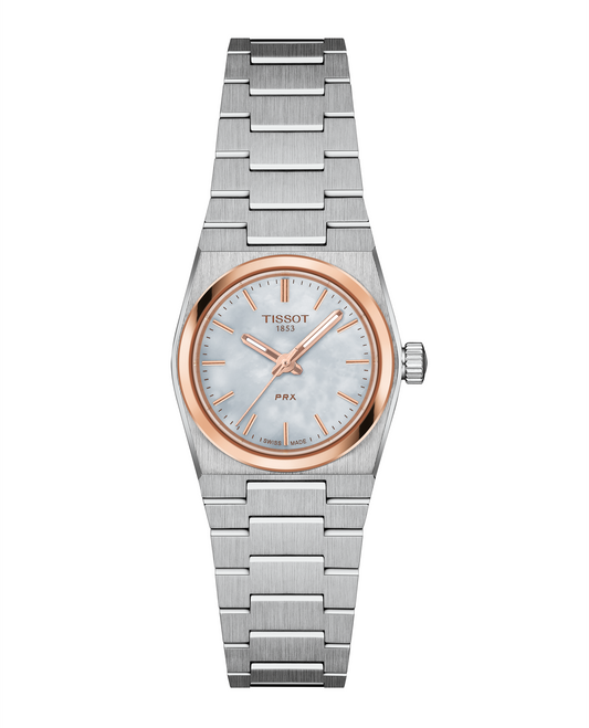 Tissot PRX 25 mm White Mother‑of‑Pearl (Rose‑Gold PVD Bezel)