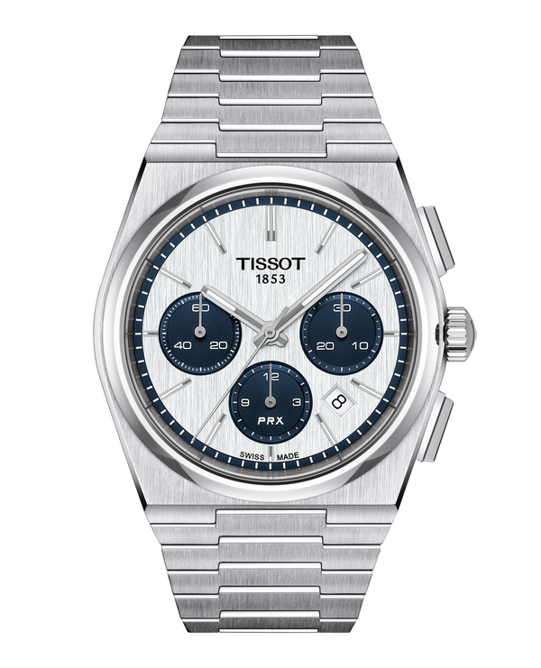 Tissot PRX Automatic Chronograph 42mm White Dial (Reverse Panda) Steel