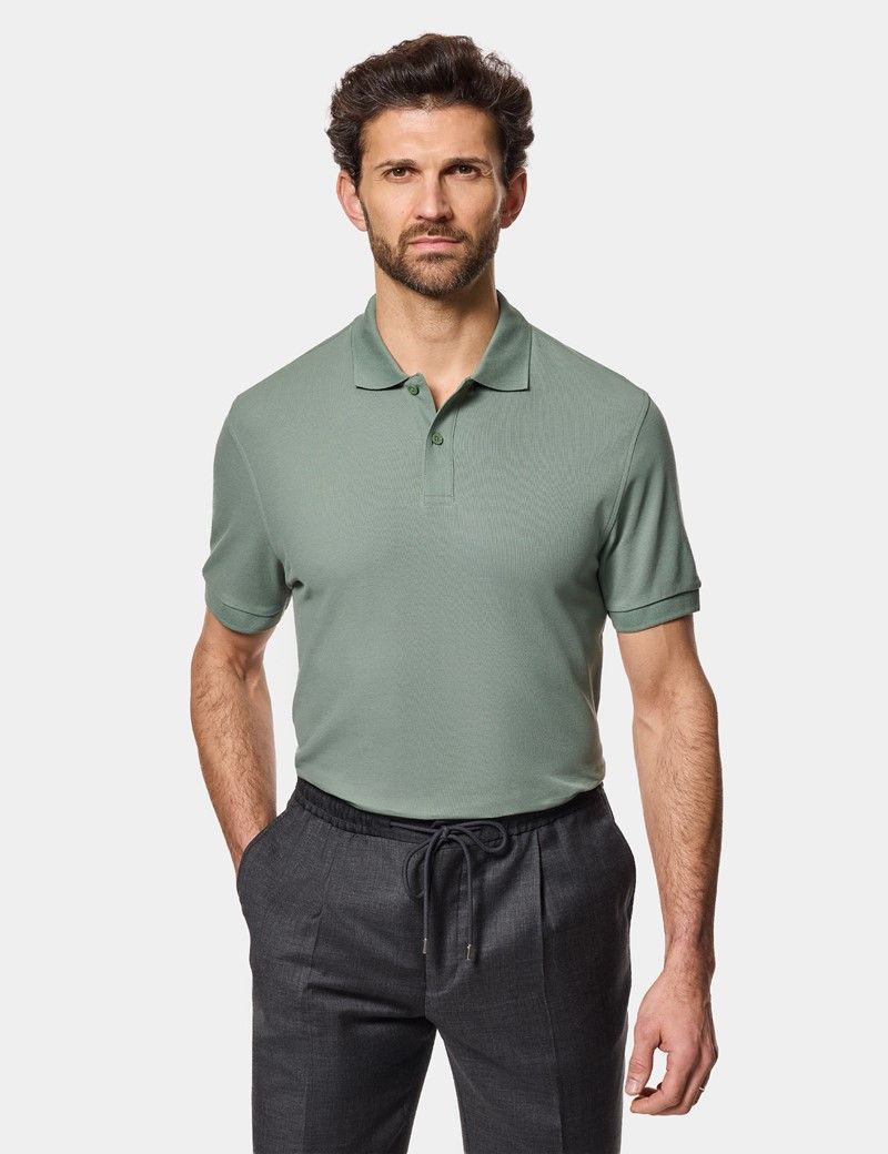 Green Piqu e Polo Shirt