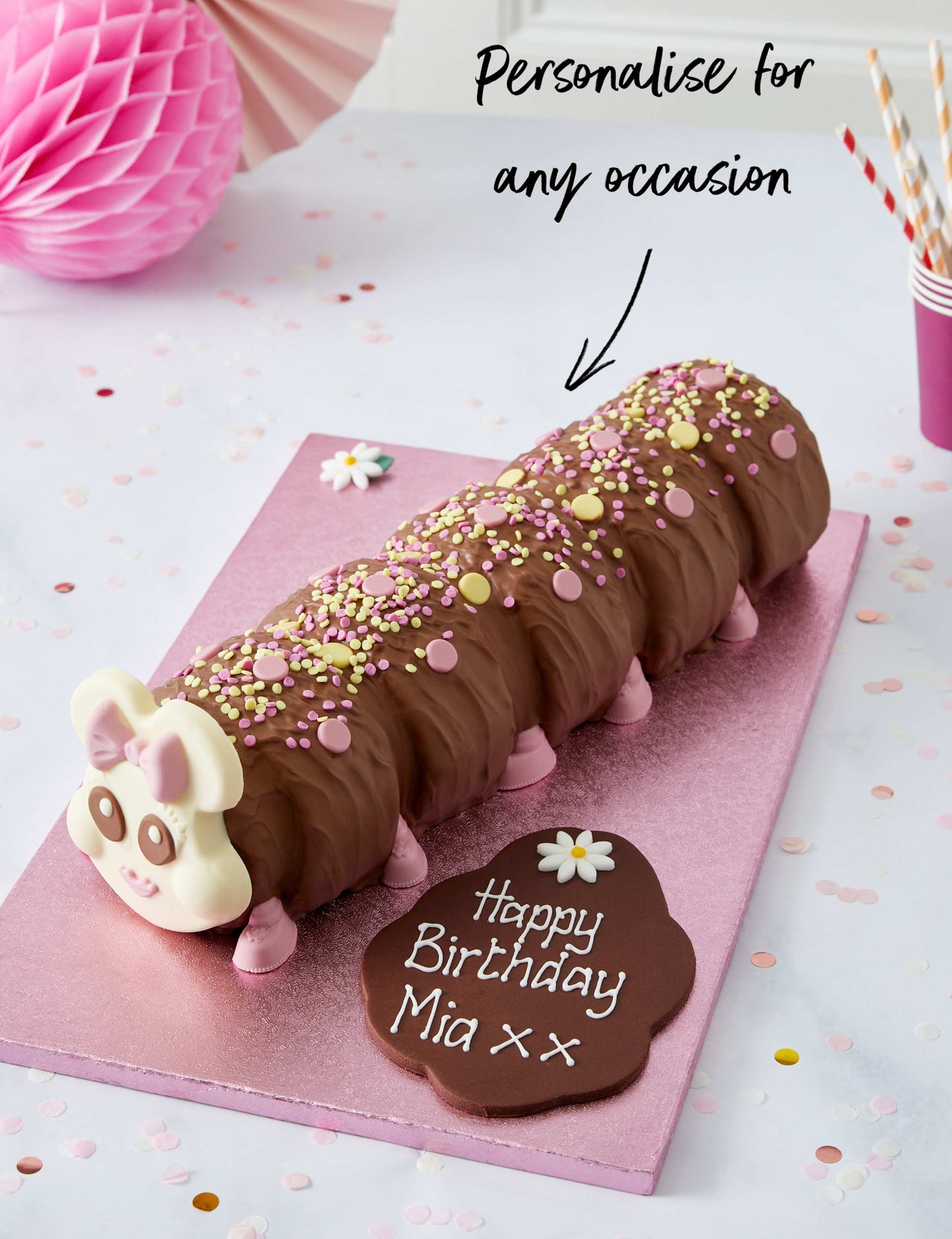 Personalised Connie the Giant Caterpillar™ Cake (Serves 40)
