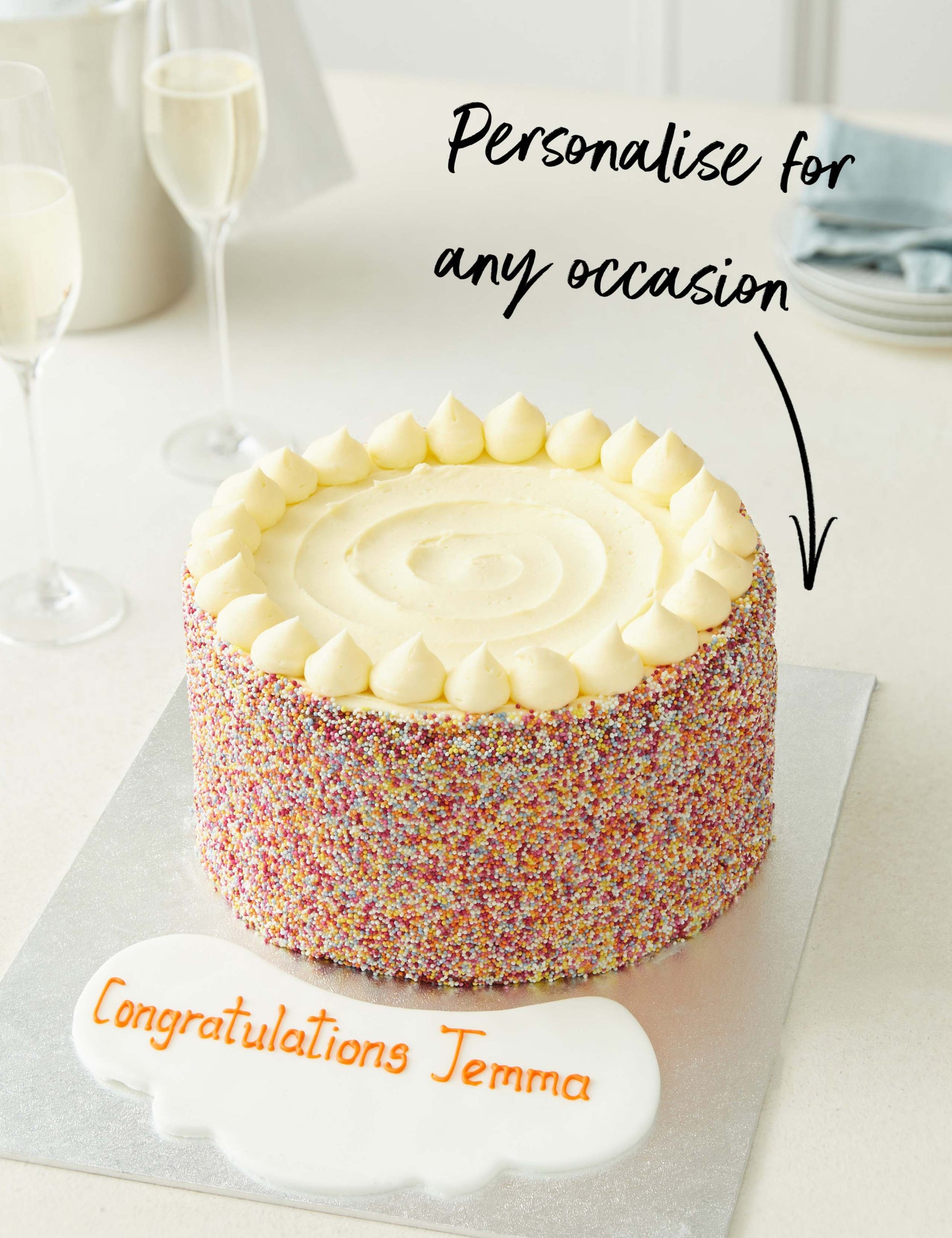 Personalised Extra Large Rainbow Layers Cake (Serves 32)