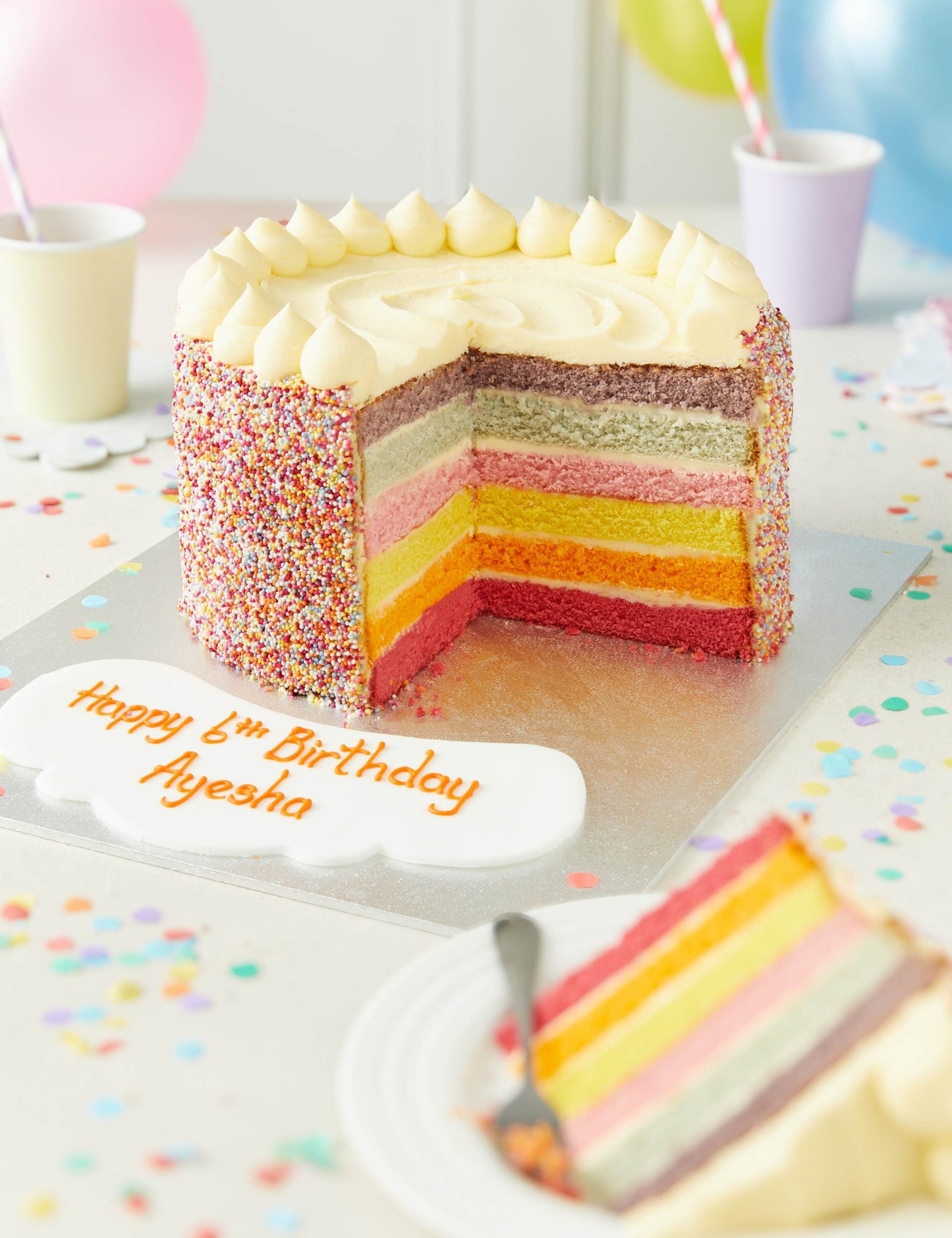 Personalised Extra Large Rainbow Layers Cake (Serves 32)