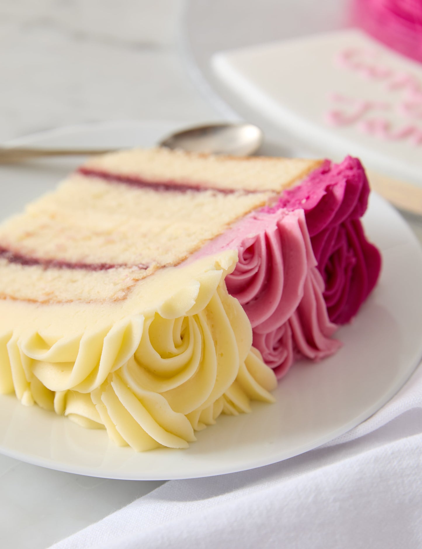 Personalised Piped Rose Sponge Cake (Serves 24)
