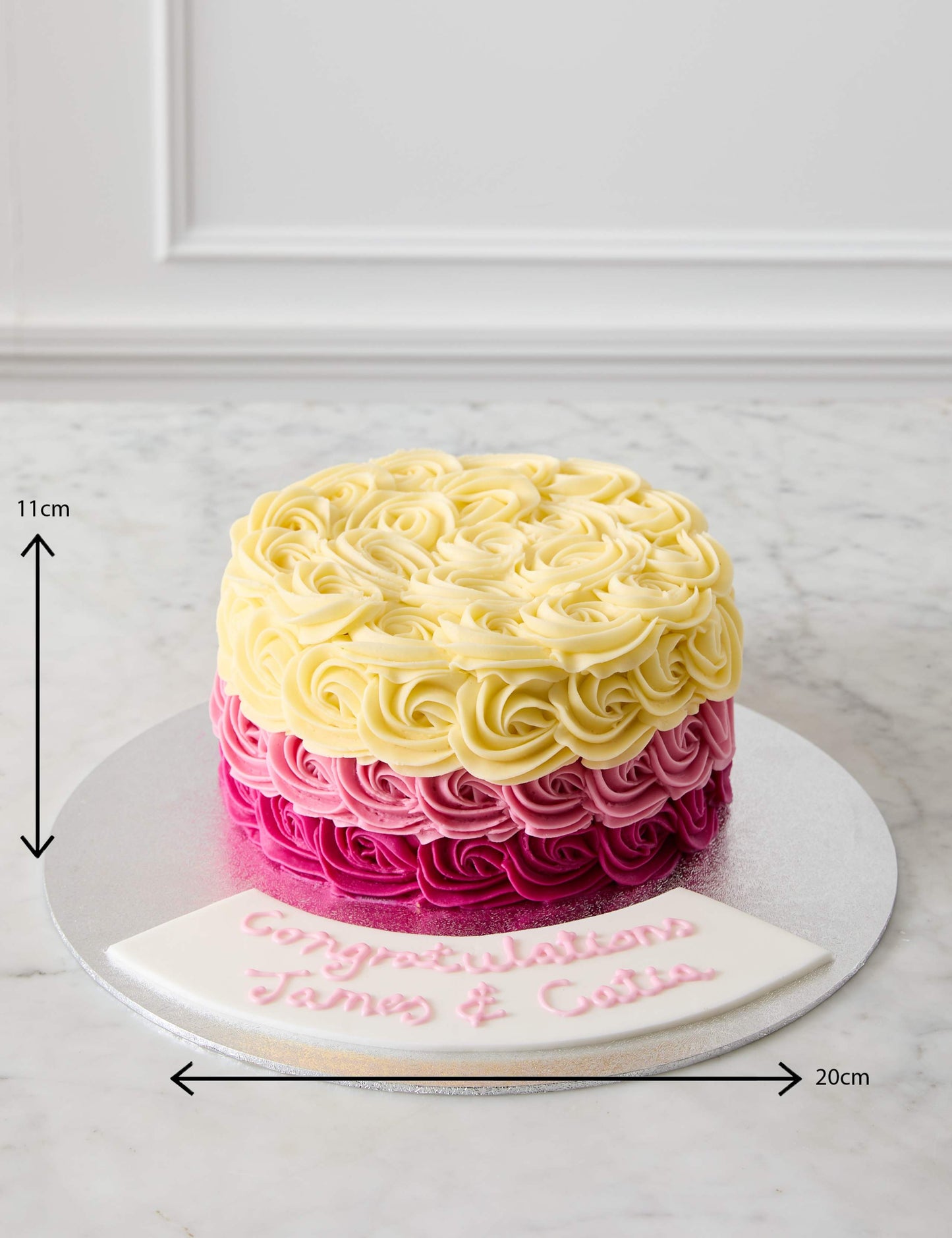 Personalised Piped Rose Sponge Cake (Serves 24)