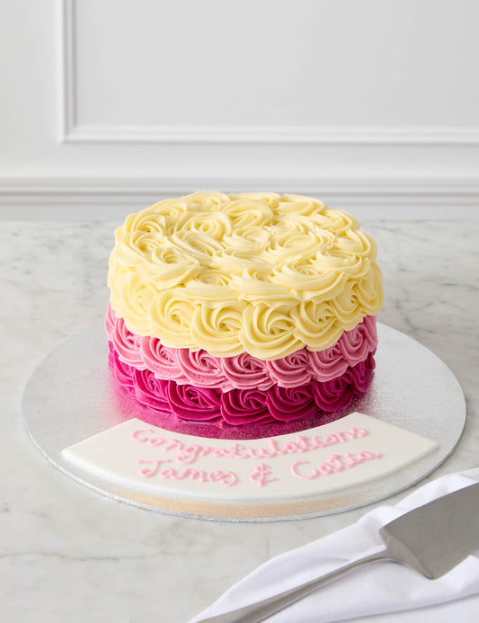 Personalised Piped Rose Sponge Cake (Serves 24)