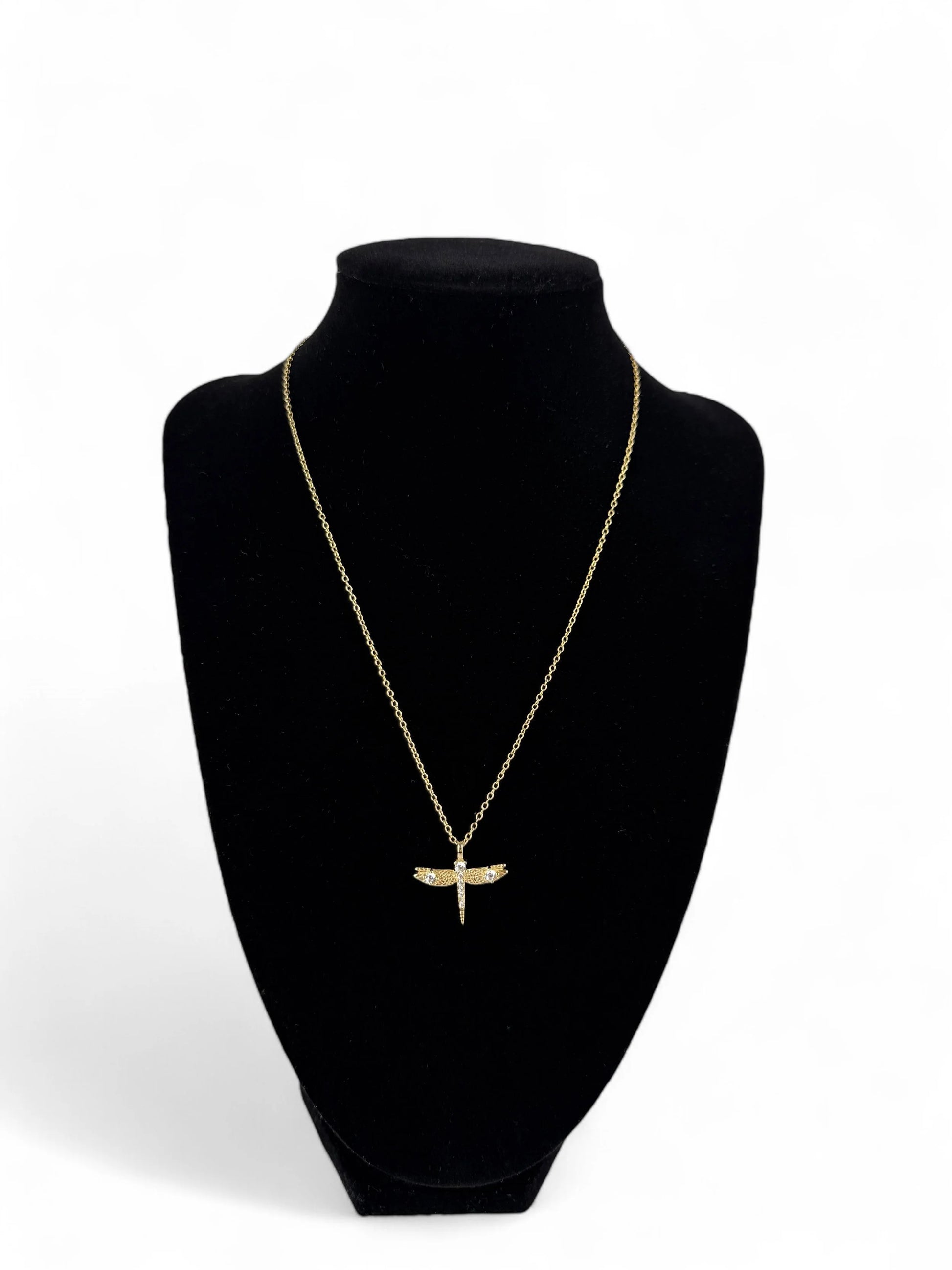 18K Gold Plated 925 Sterling Silver Elegant Dragonfly Necklace - Interactive Group