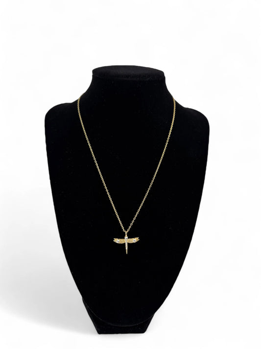 18K Gold Plated 925 Sterling Silver Elegant Dragonfly Necklace - Interactive Group