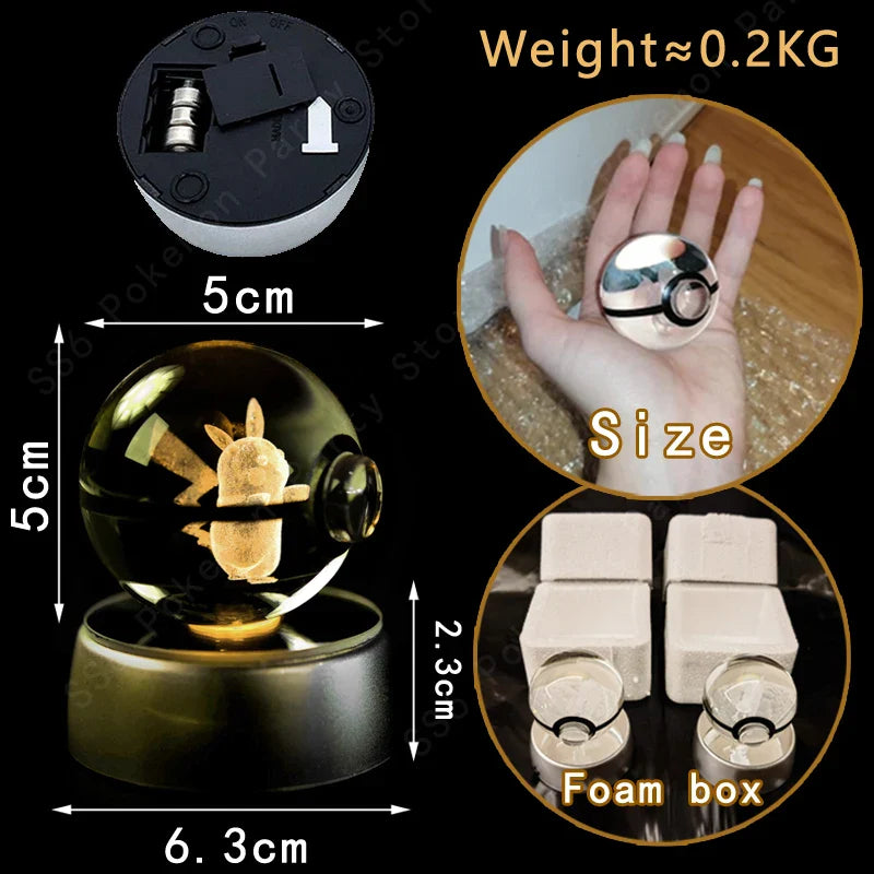 Pokemon Crystal Ball 3D Lamp Night Light - Interactive Group