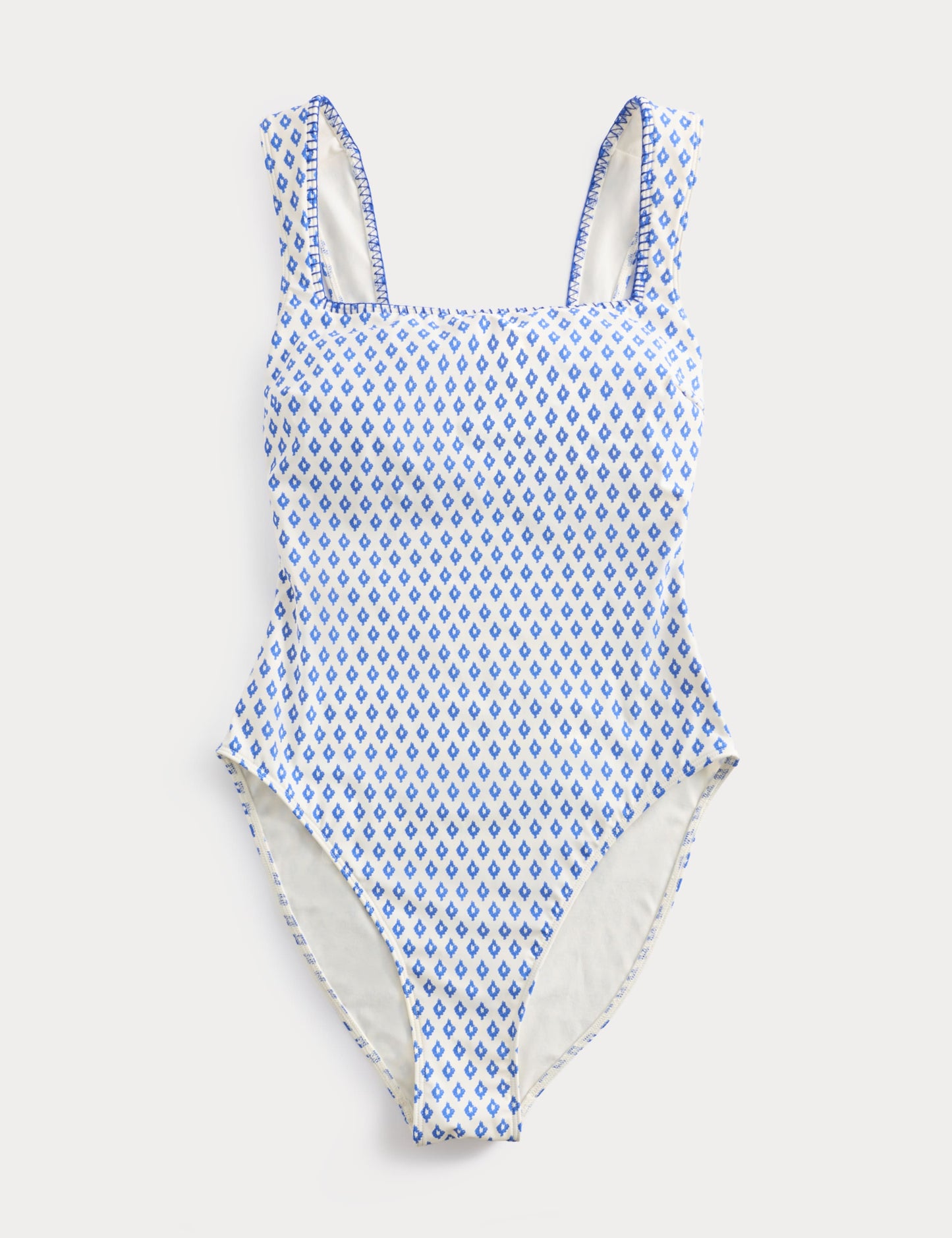 Printed Padded Wide Strap Square Neck Swimsuit