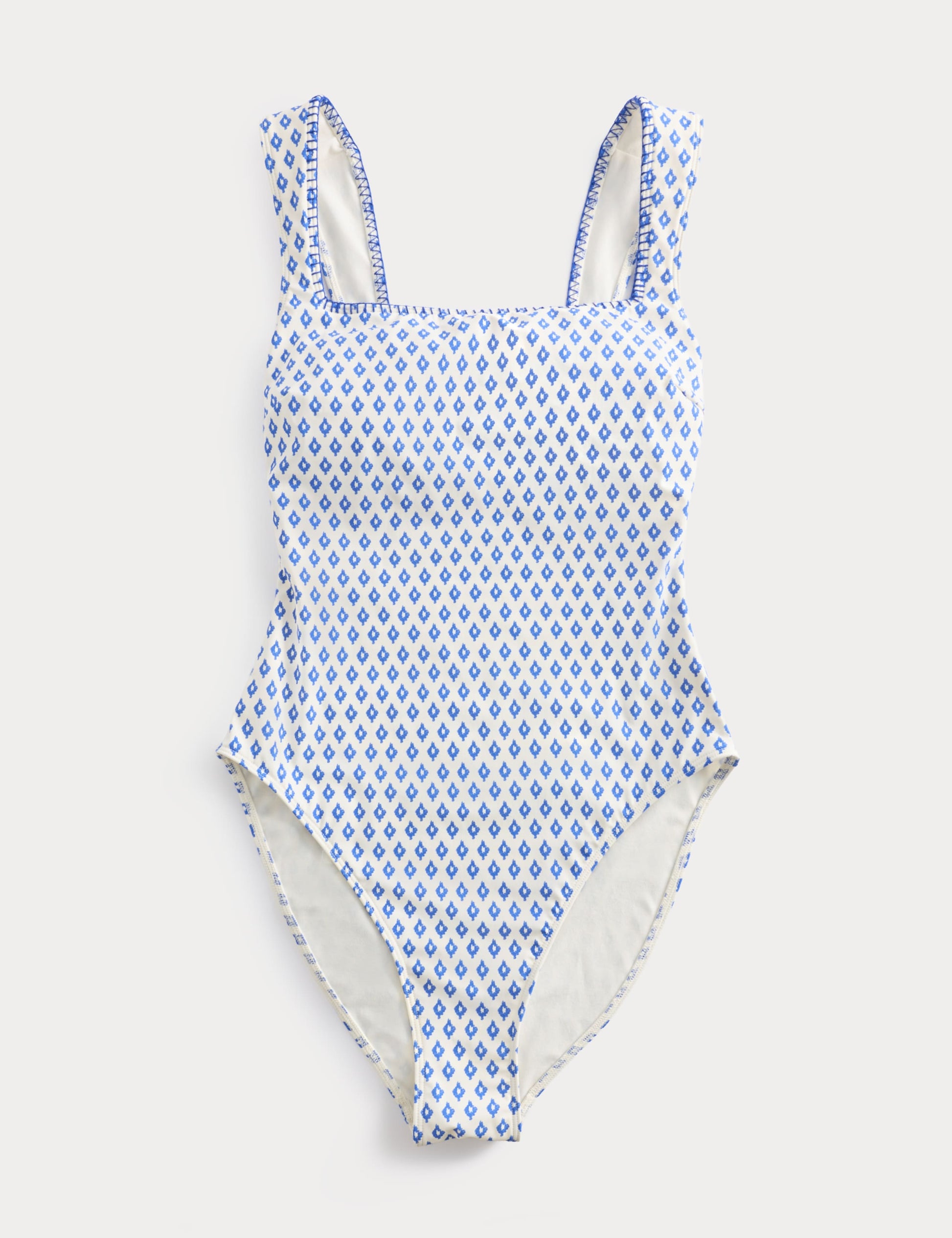 Printed Padded Wide Strap Square Neck Swimsuit