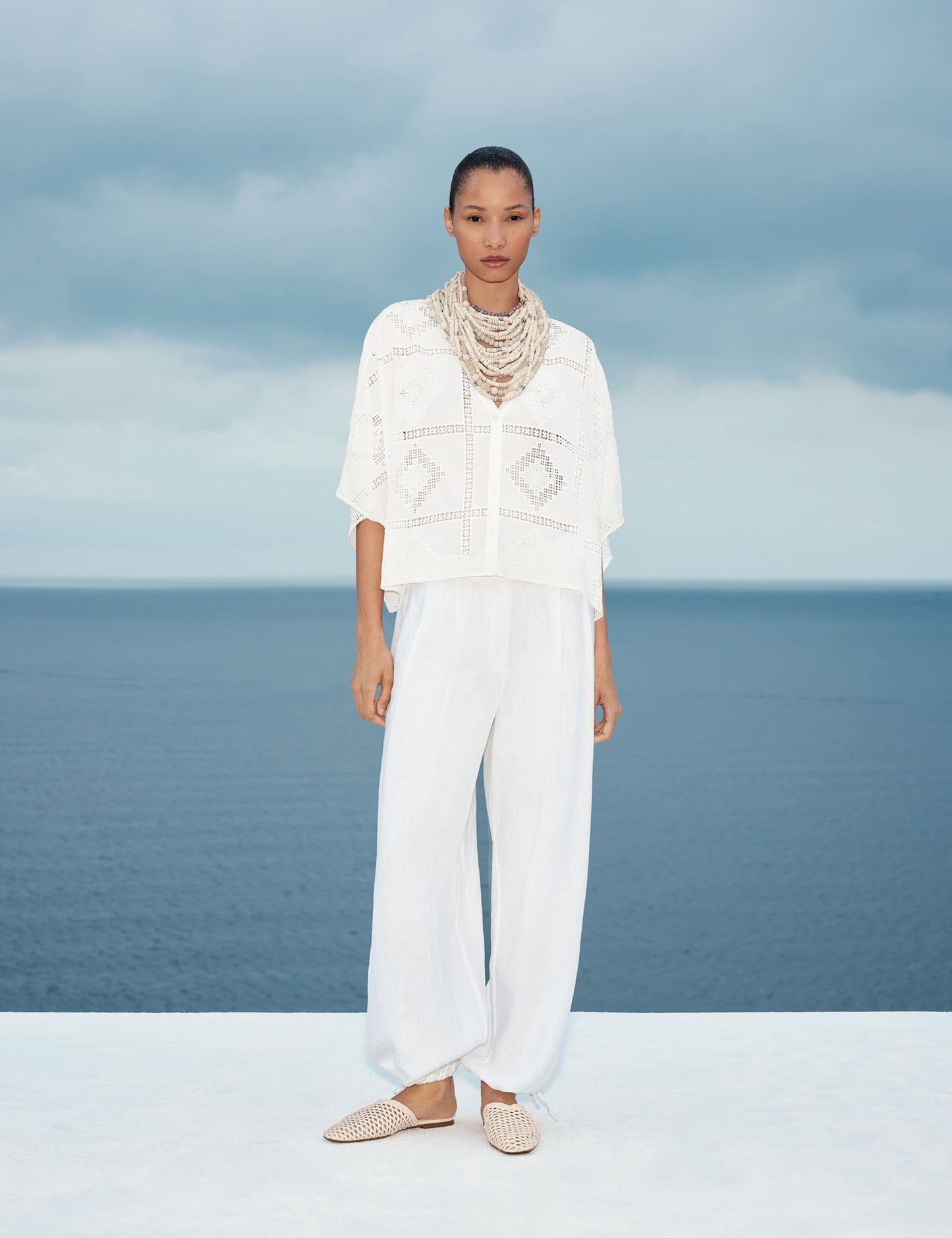 Pure Cotton Broderie Kaftan Top