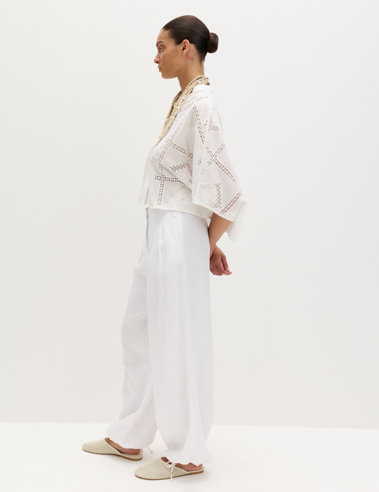 Pure Cotton Broderie Kaftan Top