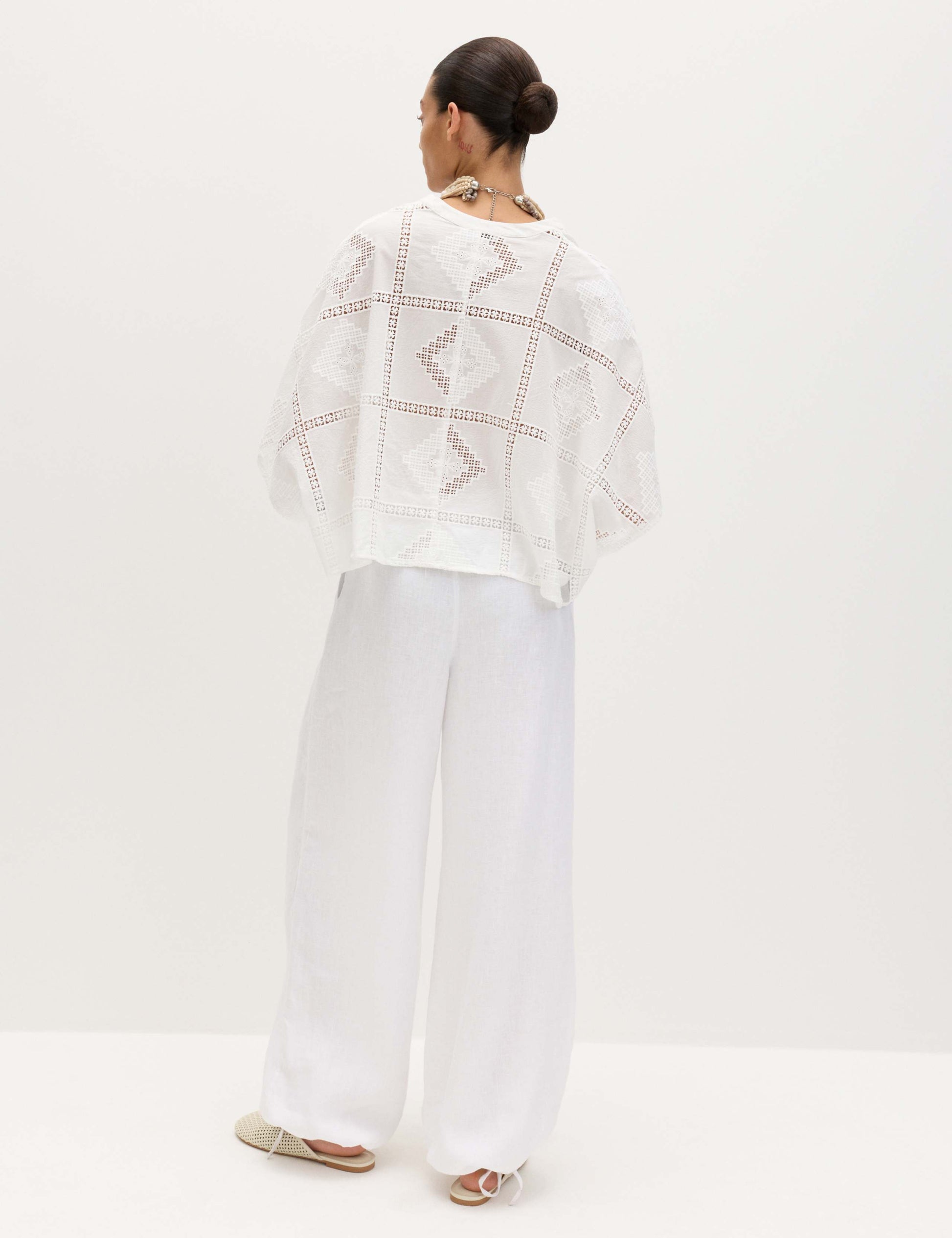 Pure Cotton Broderie Kaftan Top