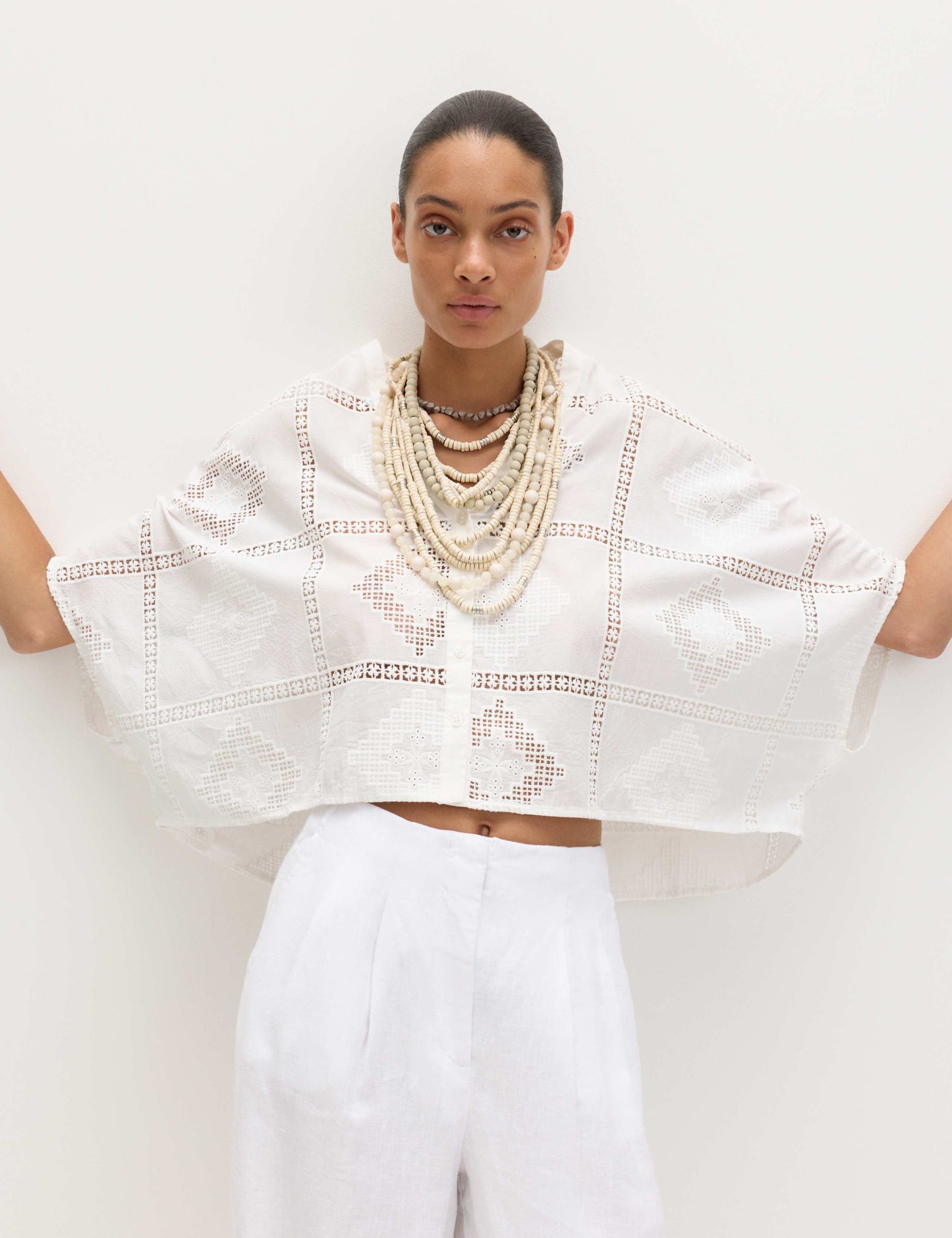 Pure Cotton Broderie Kaftan Top