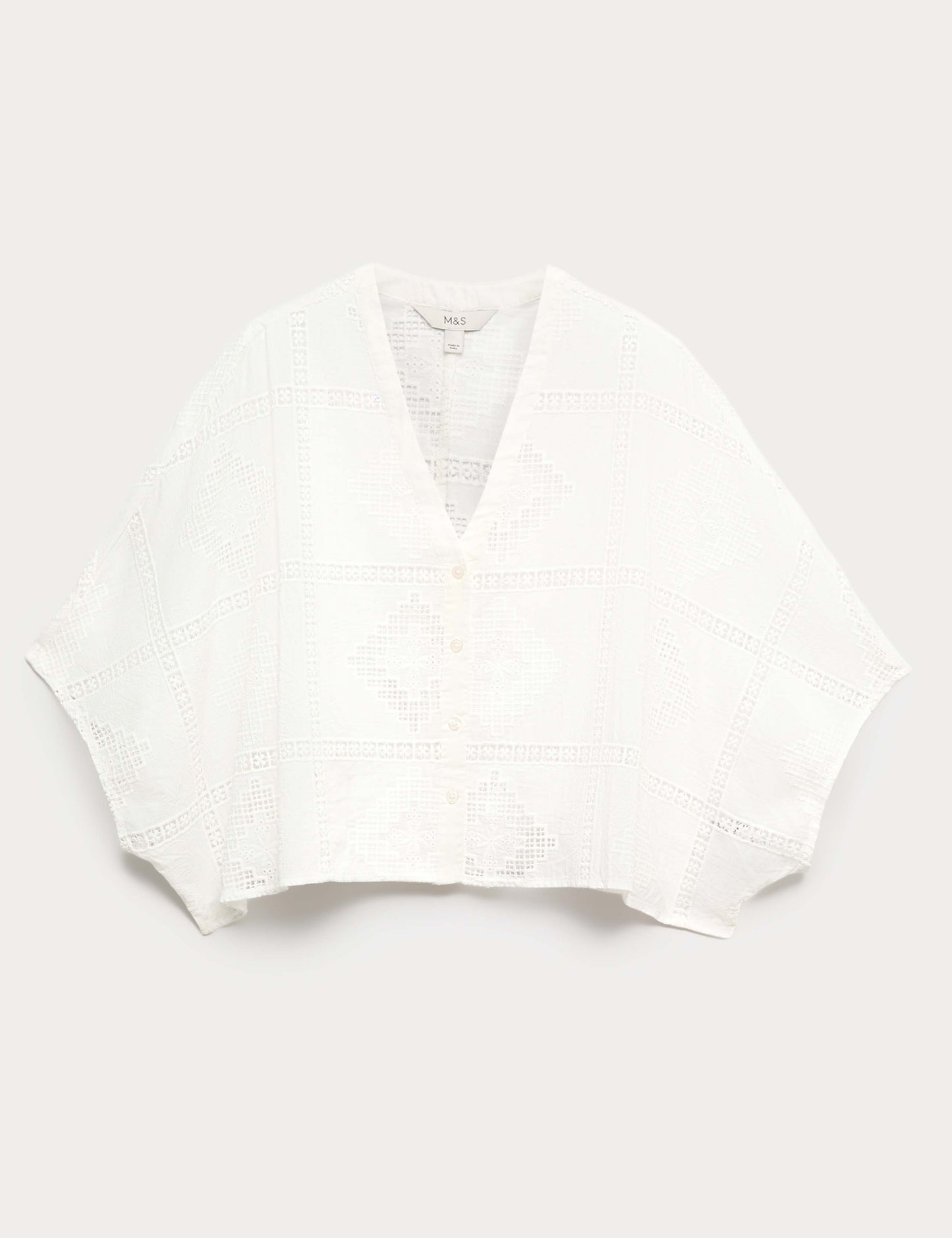 Pure Cotton Broderie Kaftan Top