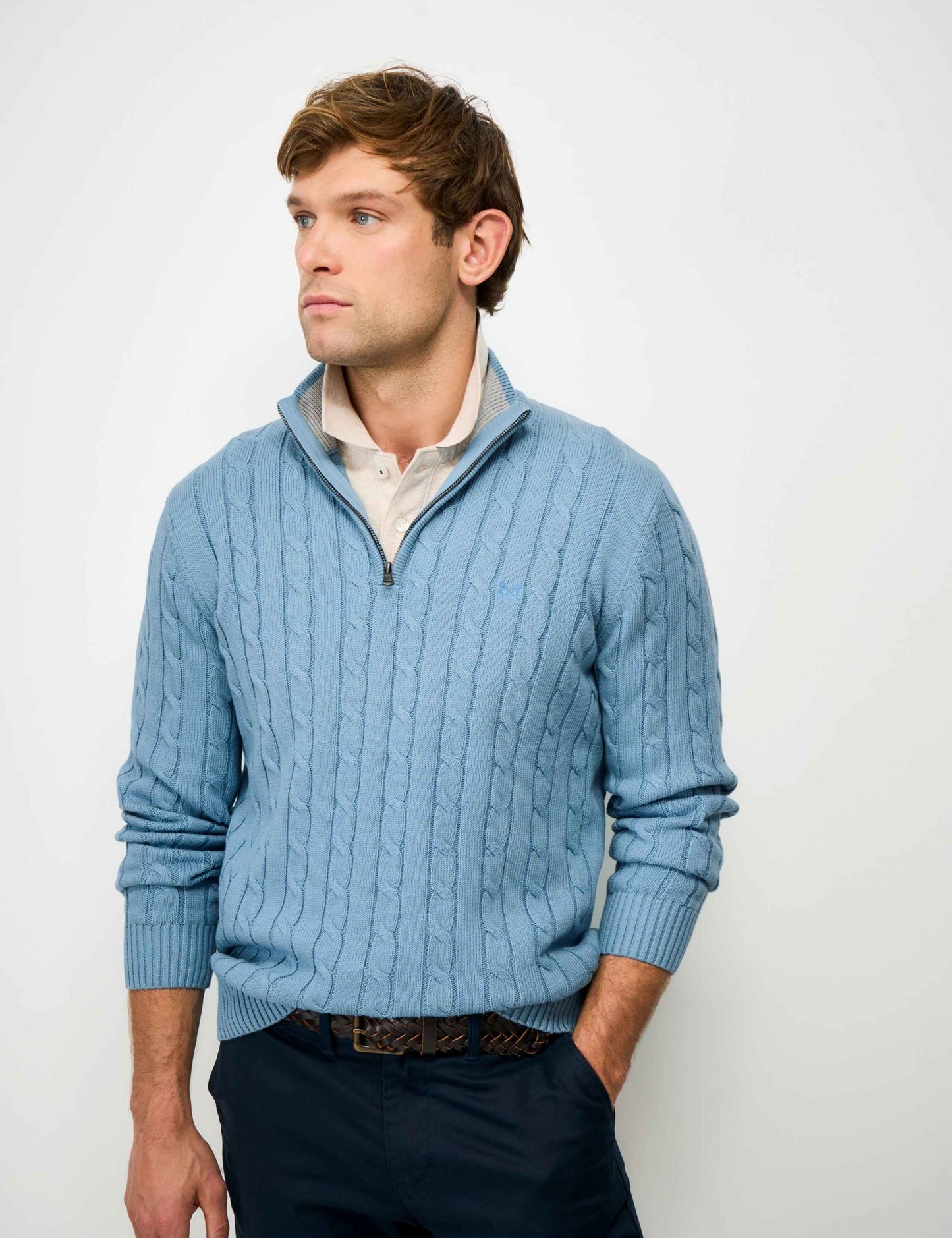 Pure Cotton Cable Funnel Neck Jumper