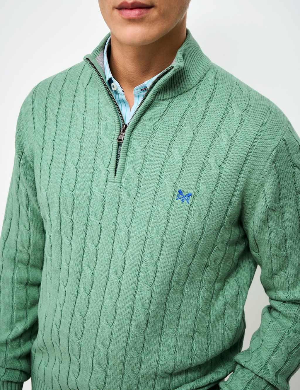 Pure Cotton Cable Funnel Neck Jumper