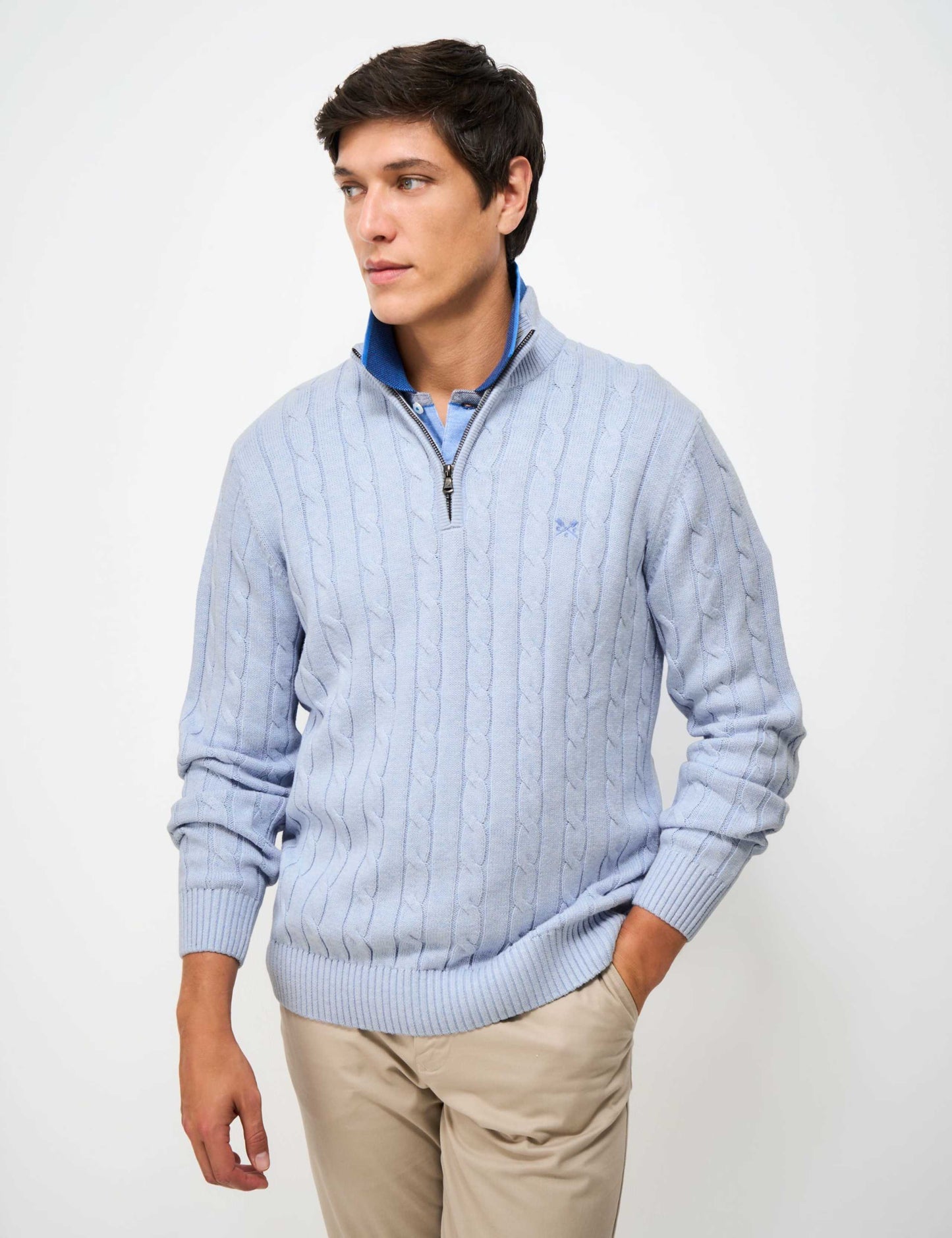 Pure Cotton Cable Funnel Neck Jumper