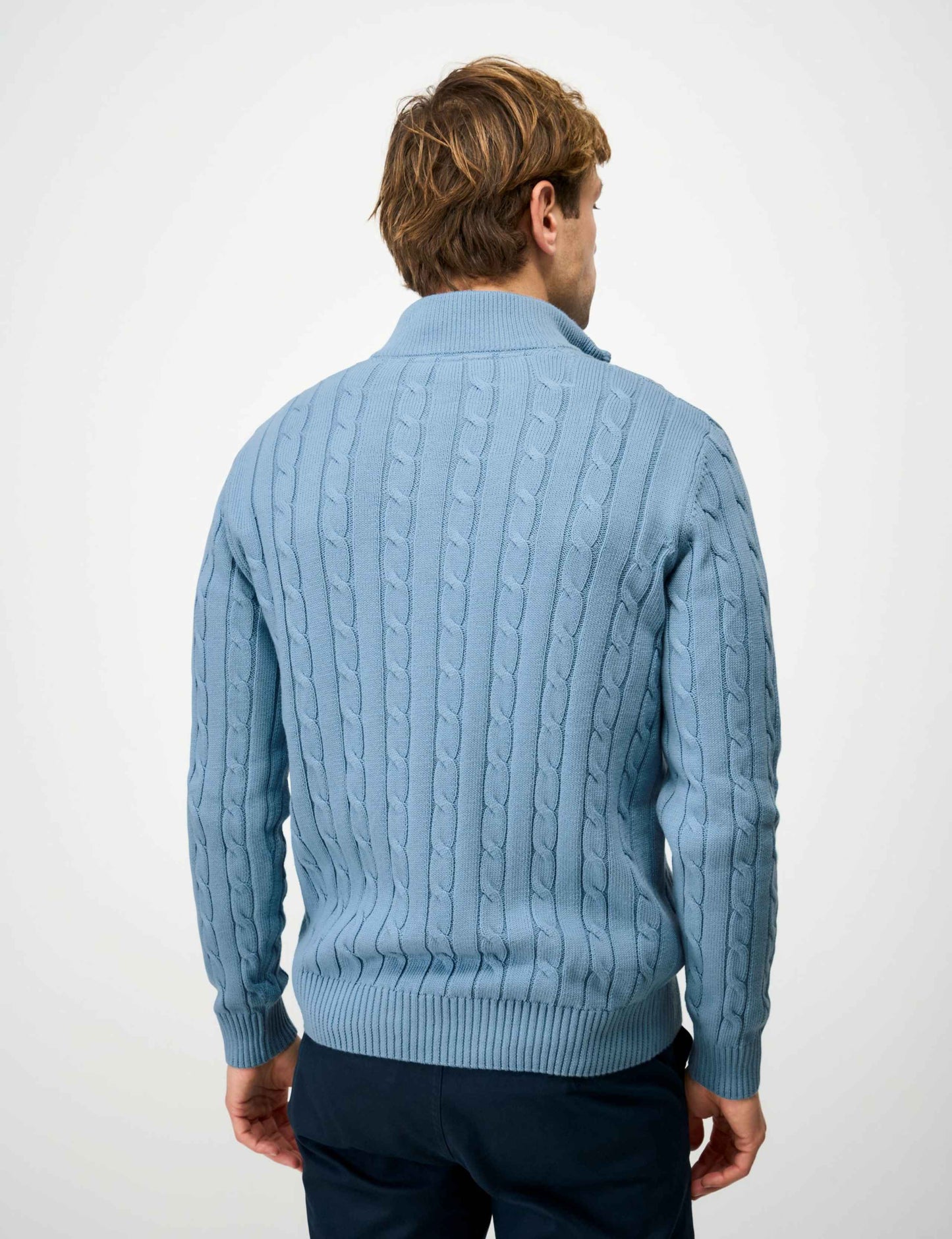 Pure Cotton Cable Funnel Neck Jumper