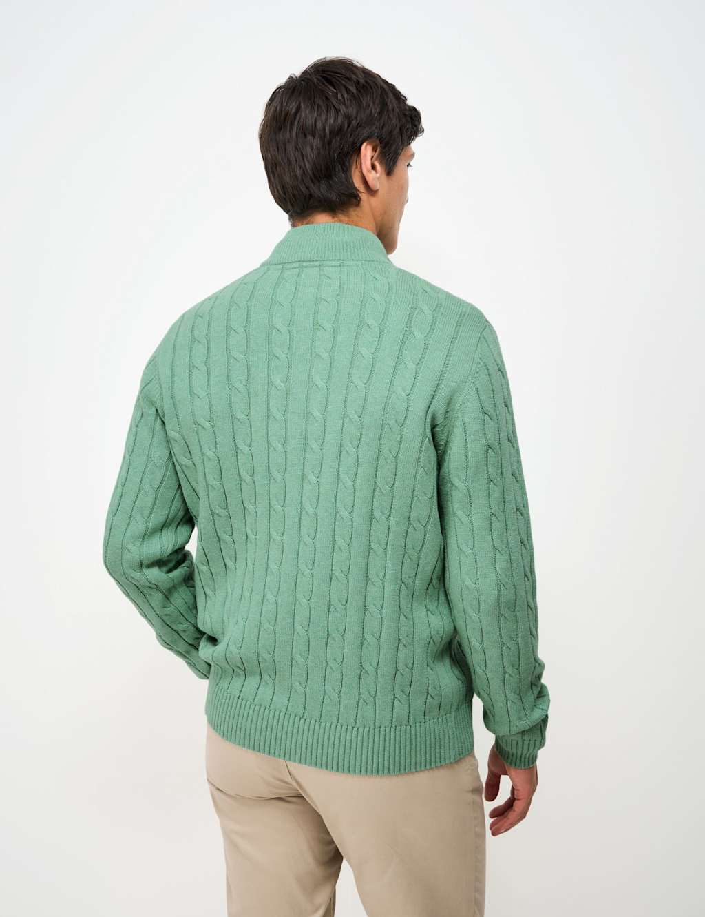 Pure Cotton Cable Funnel Neck Jumper
