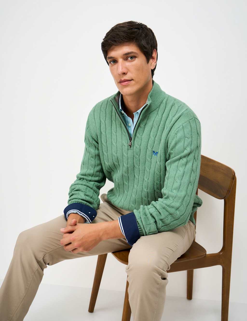 Pure Cotton Cable Funnel Neck Jumper