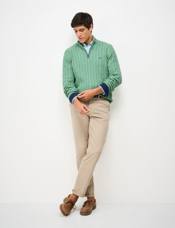 Pure Cotton Cable Funnel Neck Jumper