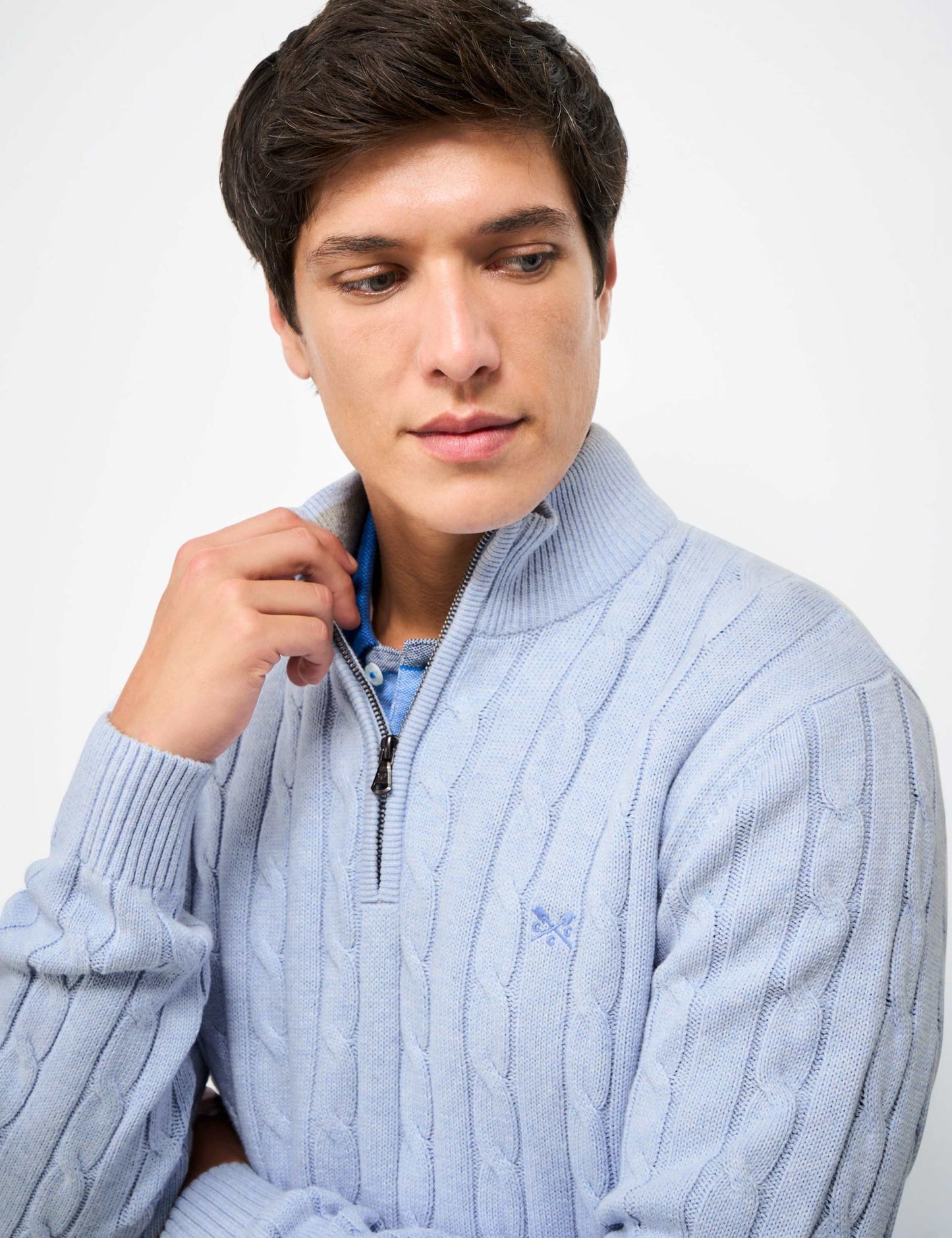 Pure Cotton Cable Funnel Neck Jumper