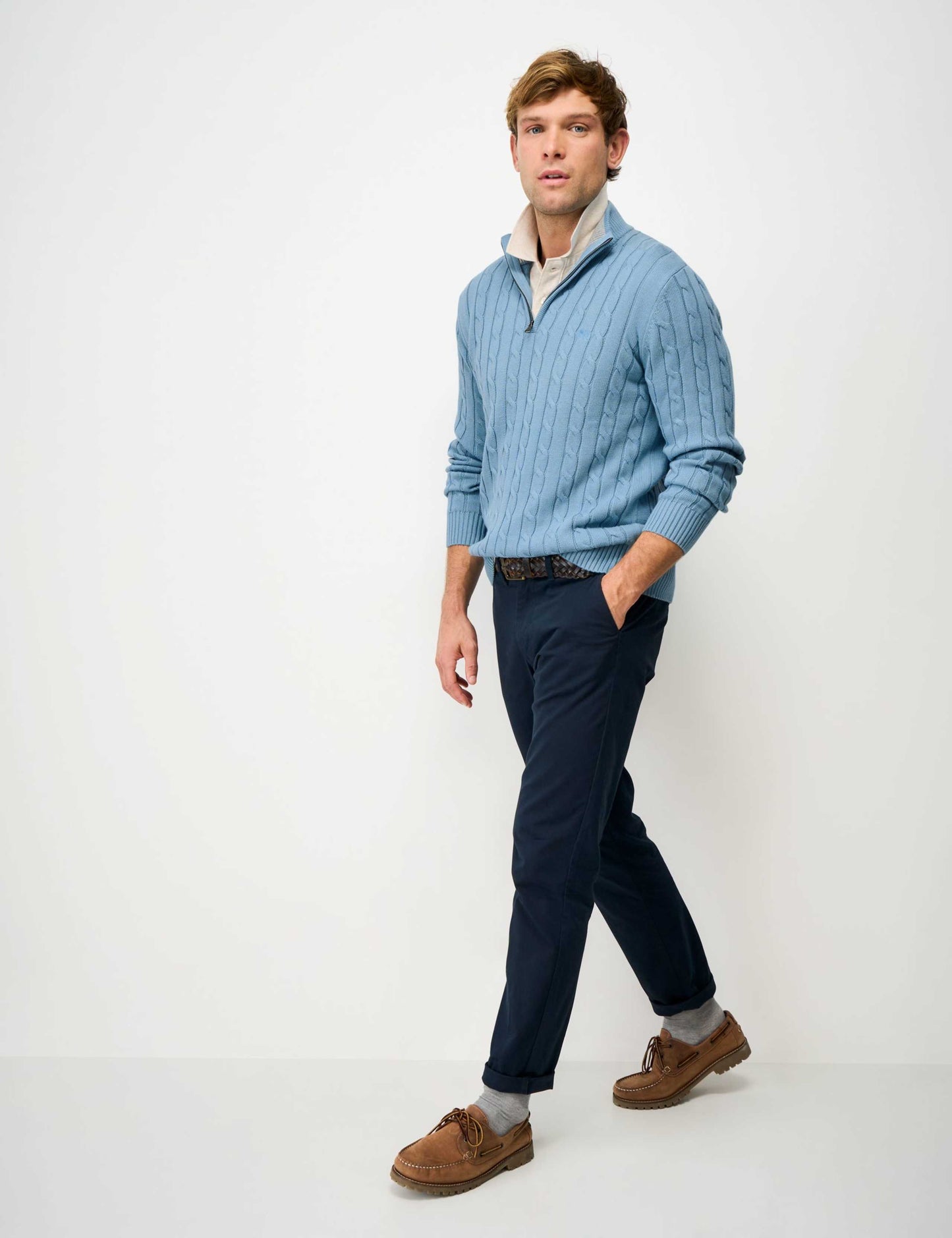 Pure Cotton Cable Funnel Neck Jumper