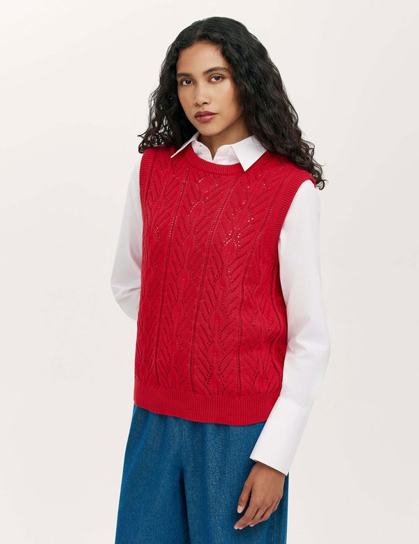 Pure Cotton Crew Neck Knitted Vest