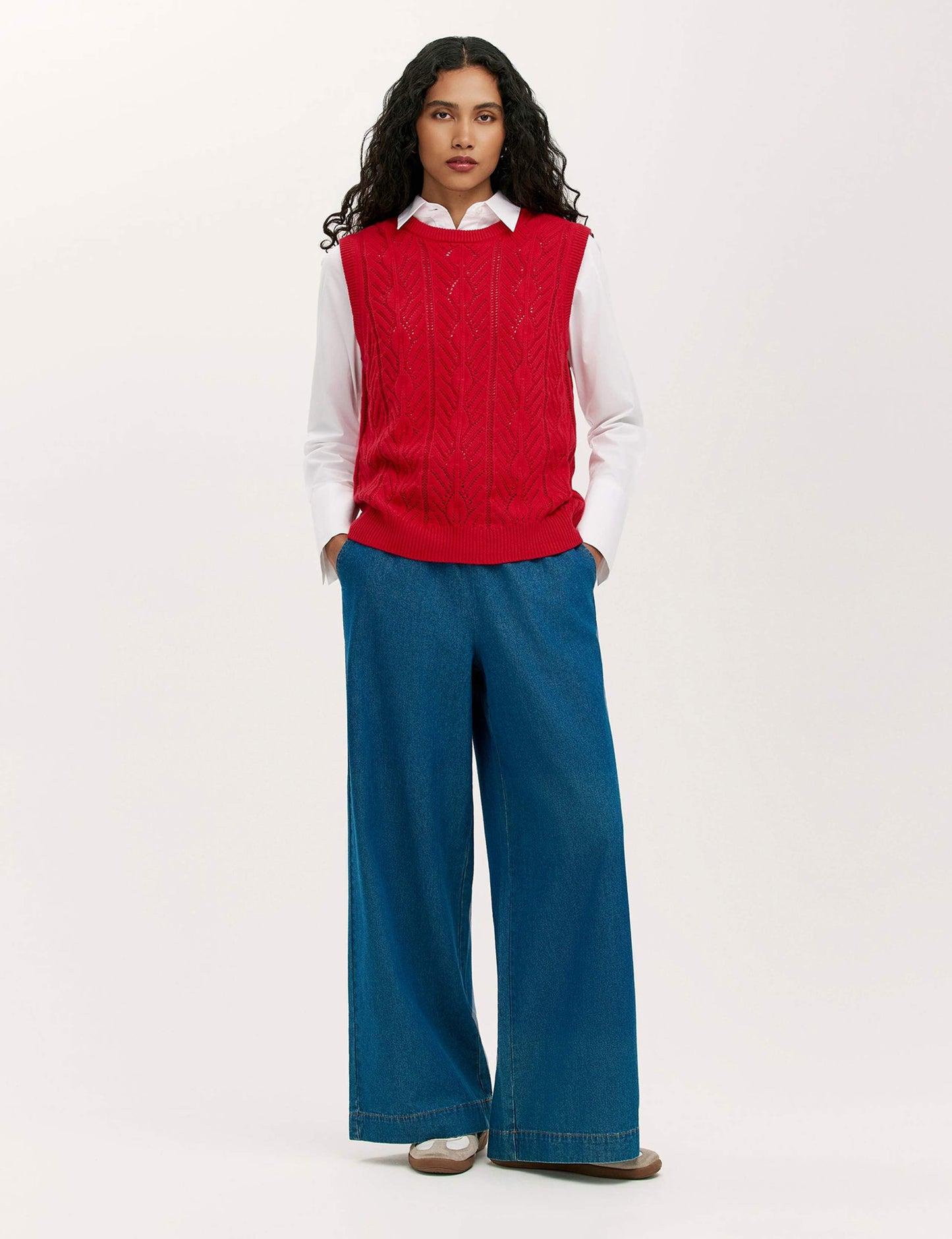 Pure Cotton Crew Neck Knitted Vest
