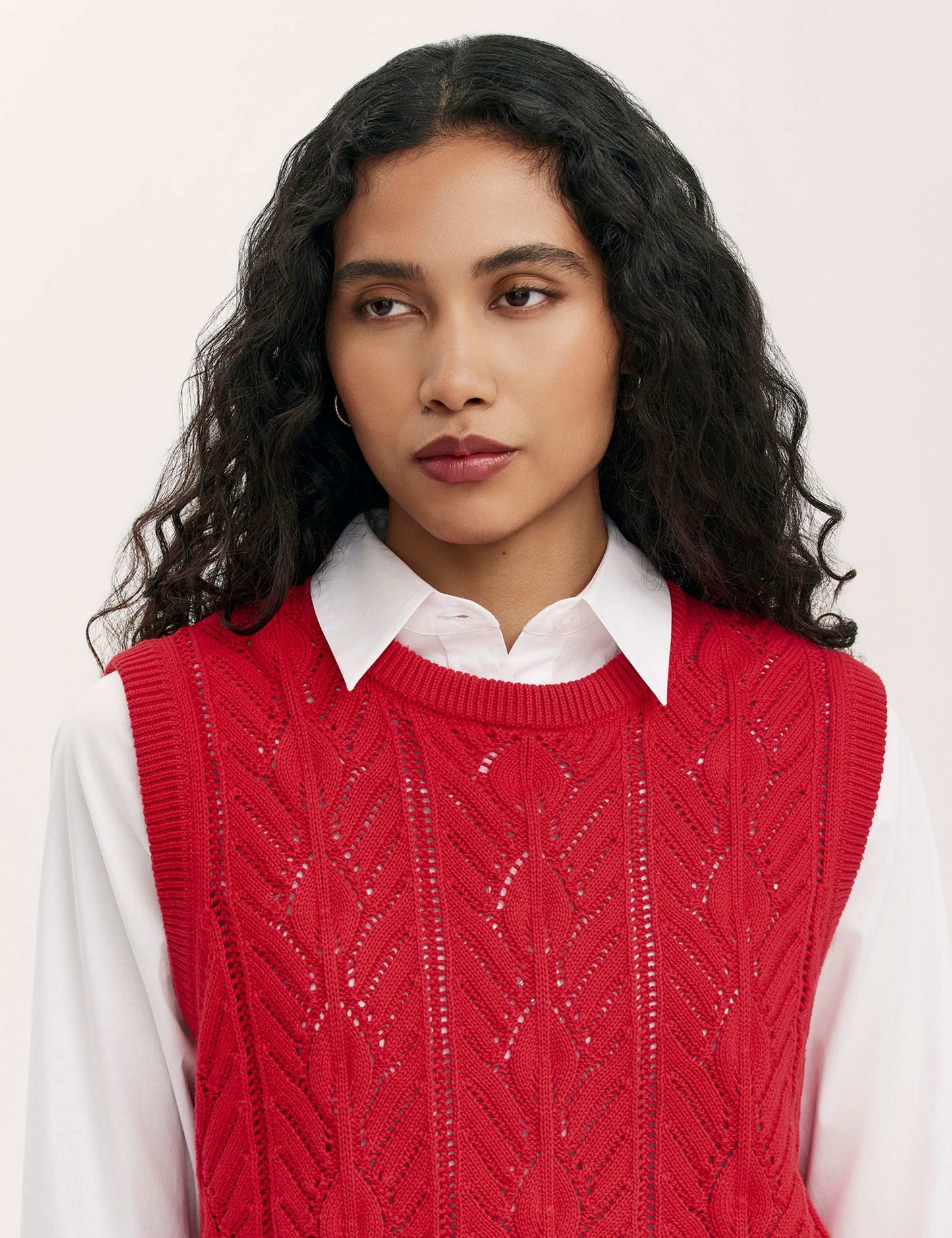 Pure Cotton Crew Neck Knitted Vest