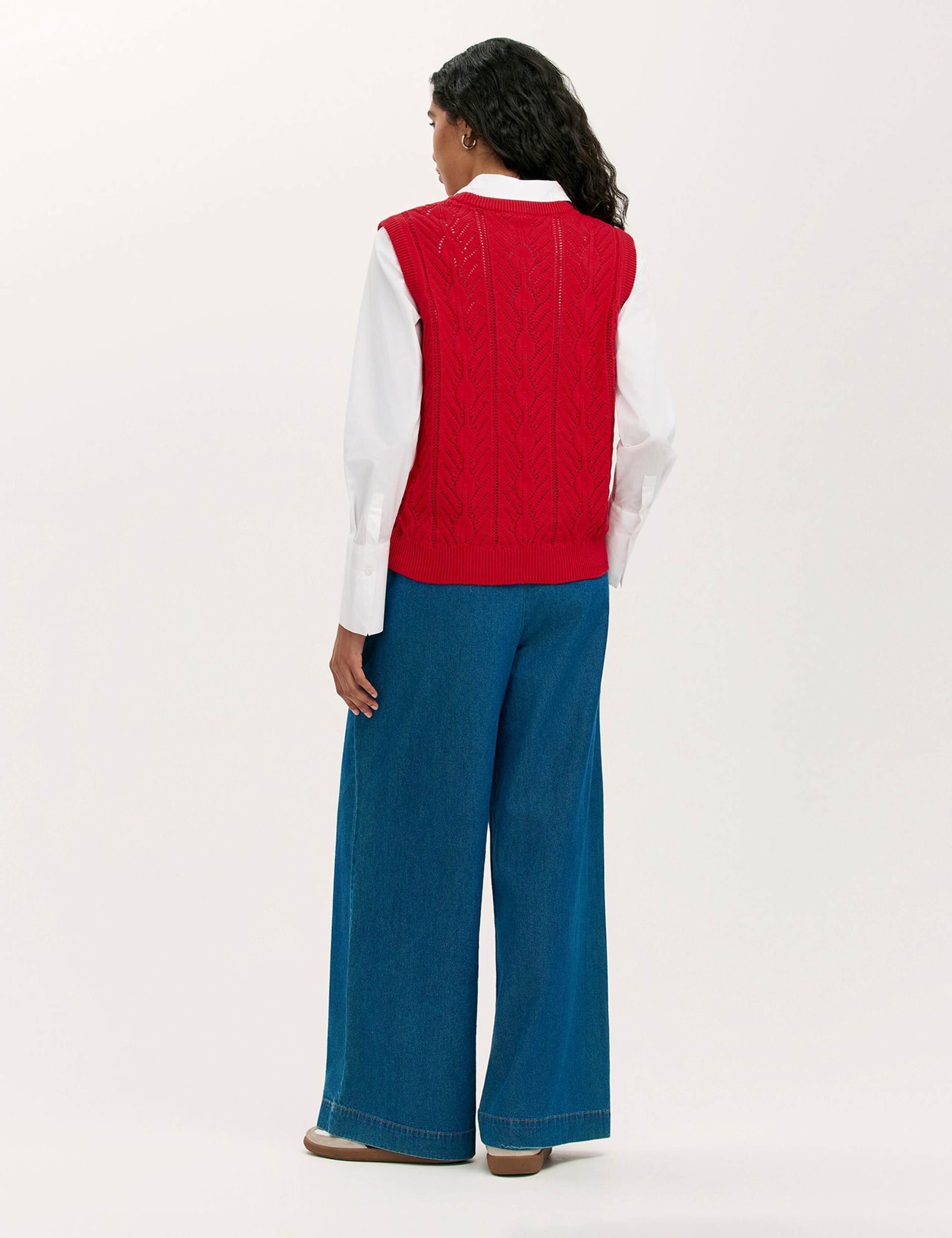 Pure Cotton Crew Neck Knitted Vest