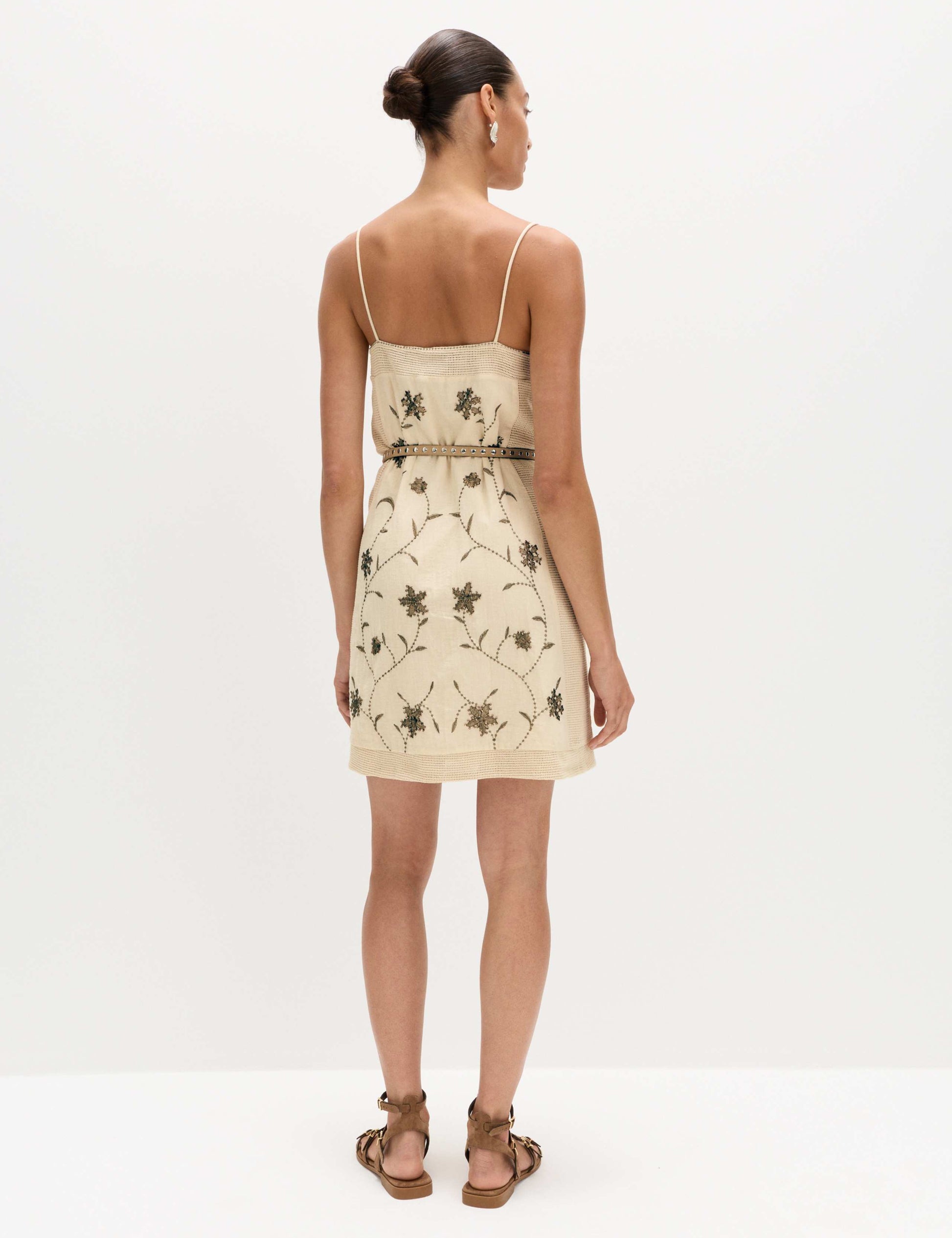 Pure Cotton Embellished V-Neck Mini Cami Dress