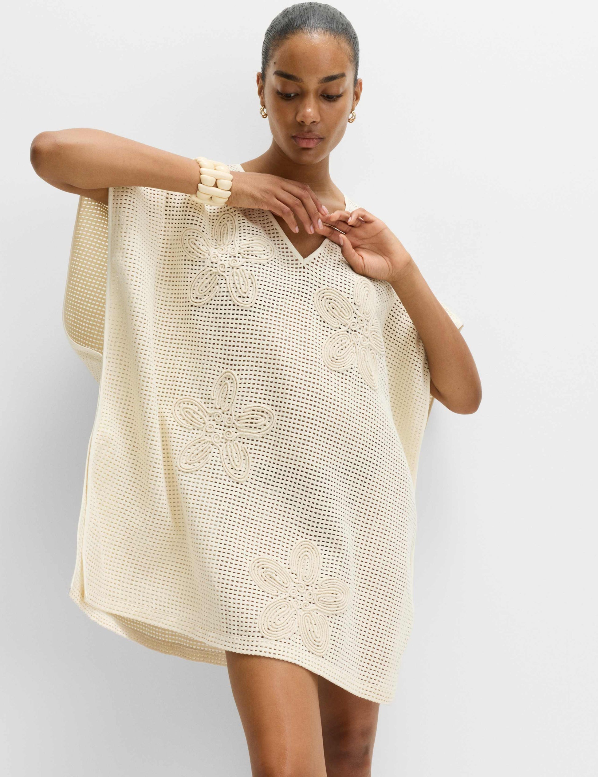 Pure Cotton Floral Detail Mini Kaftan