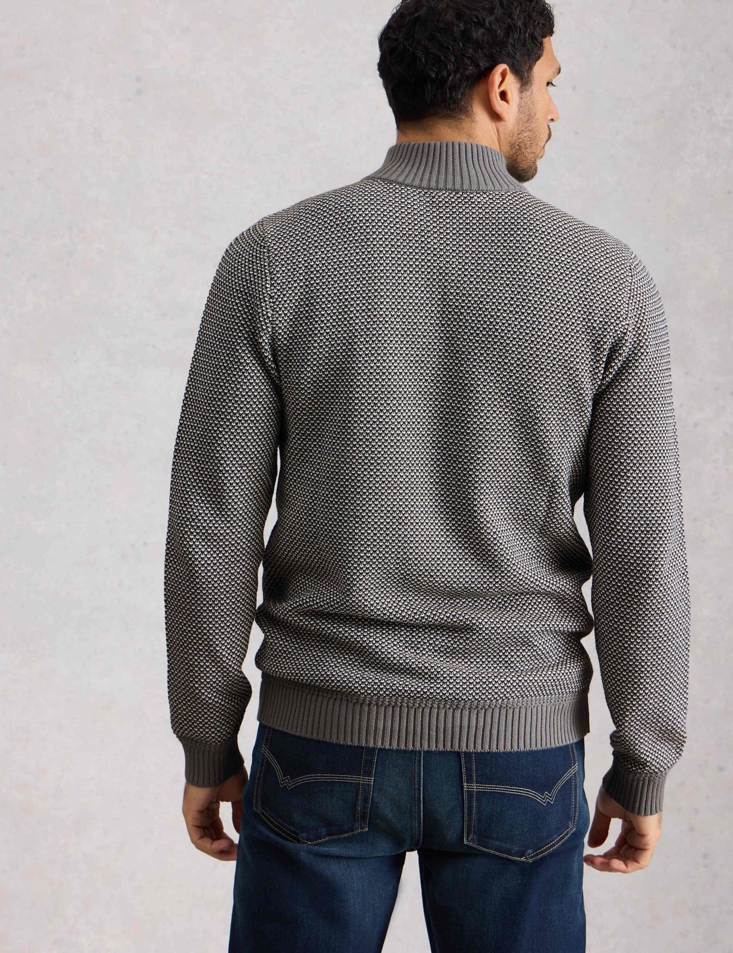 Pure Cotton Funnel Neck Half Zip Jumper