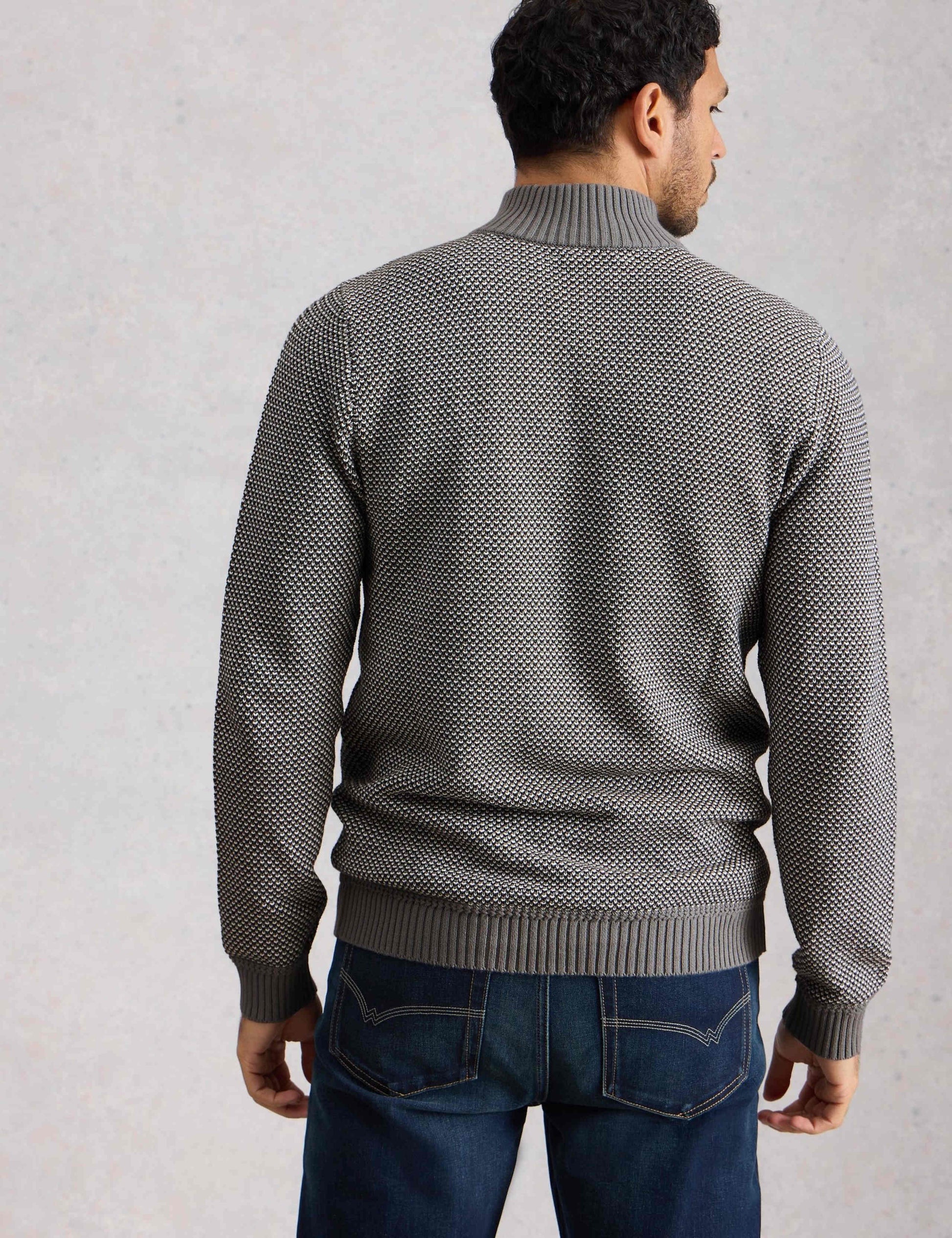 Pure Cotton Funnel Neck Half Zip Jumper
