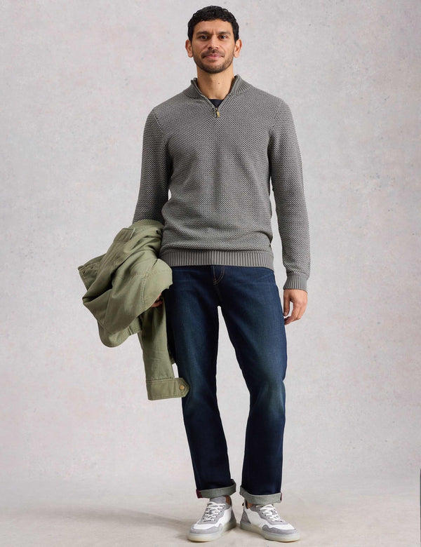 Pure Cotton Funnel Neck Half Zip Jumper