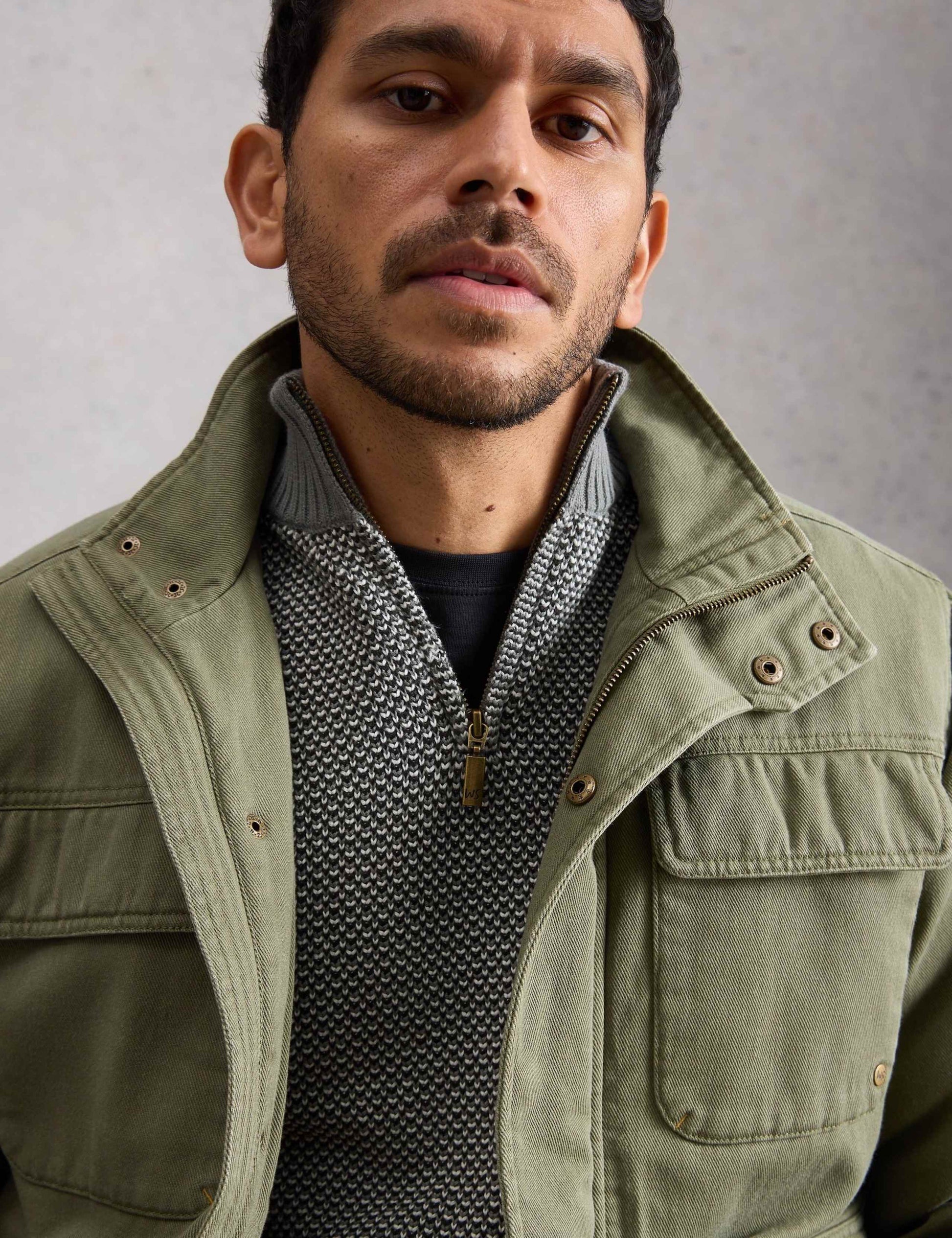 Pure Cotton Funnel Neck Half Zip Jumper