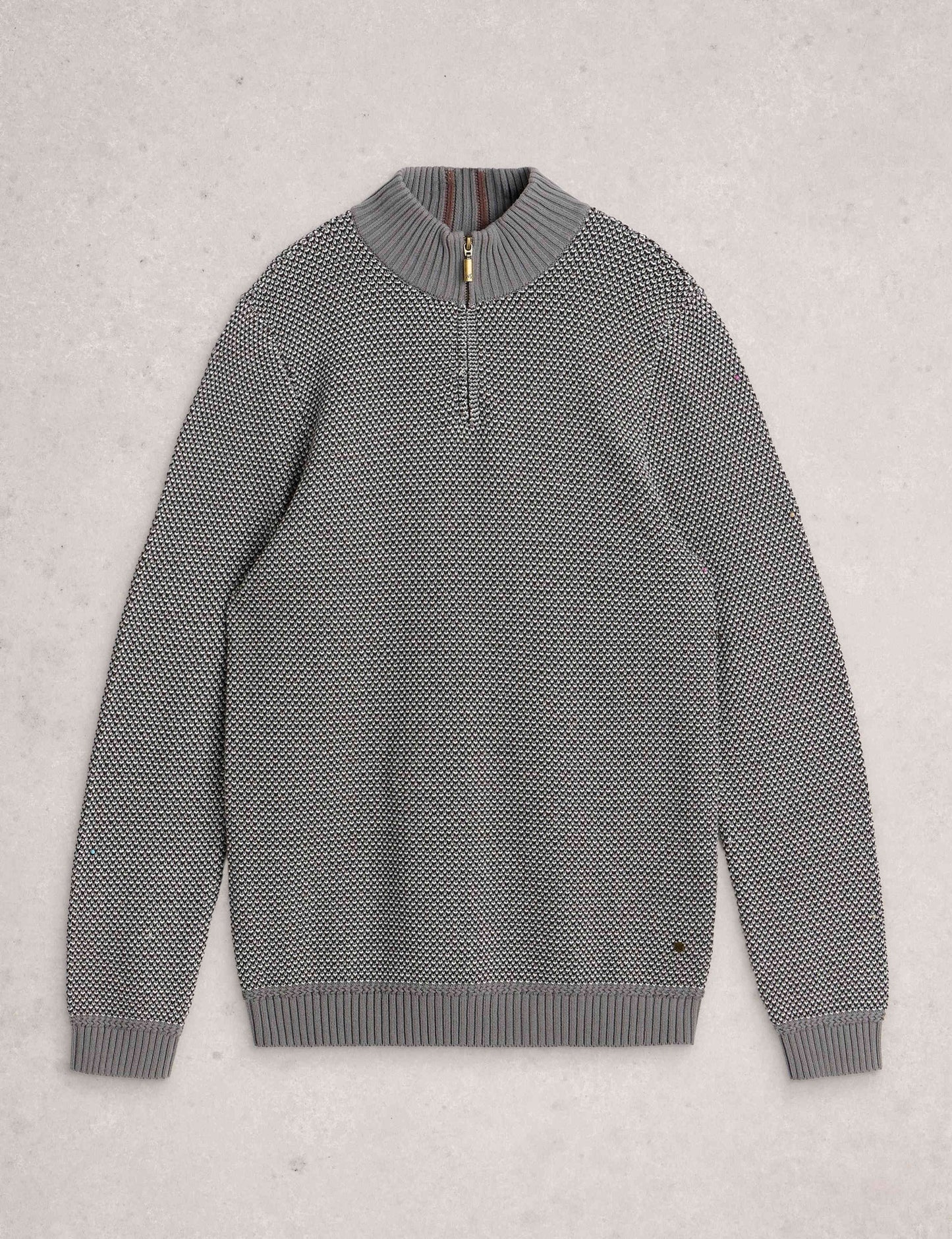 Pure Cotton Funnel Neck Half Zip Jumper