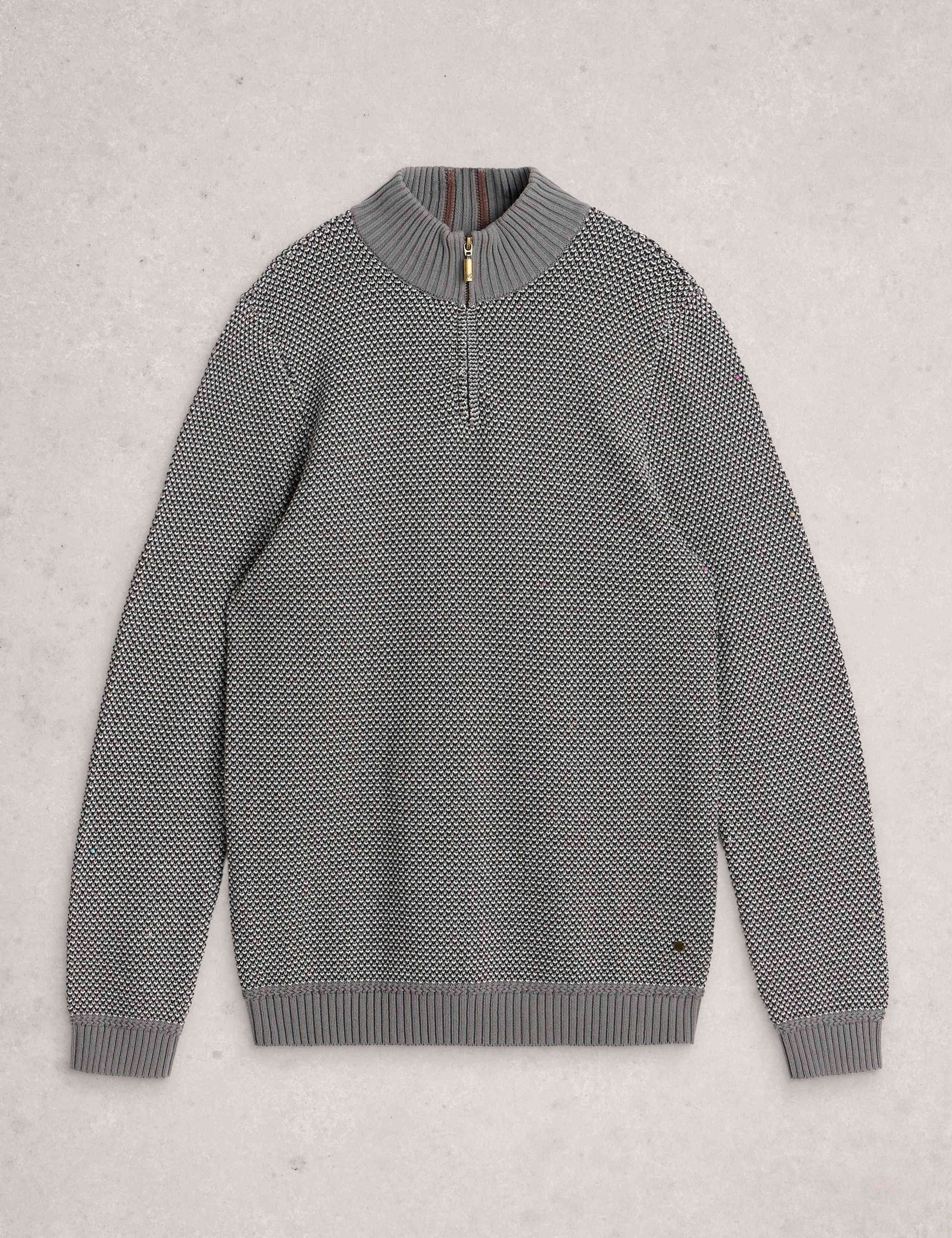 Pure Cotton Funnel Neck Half Zip Jumper