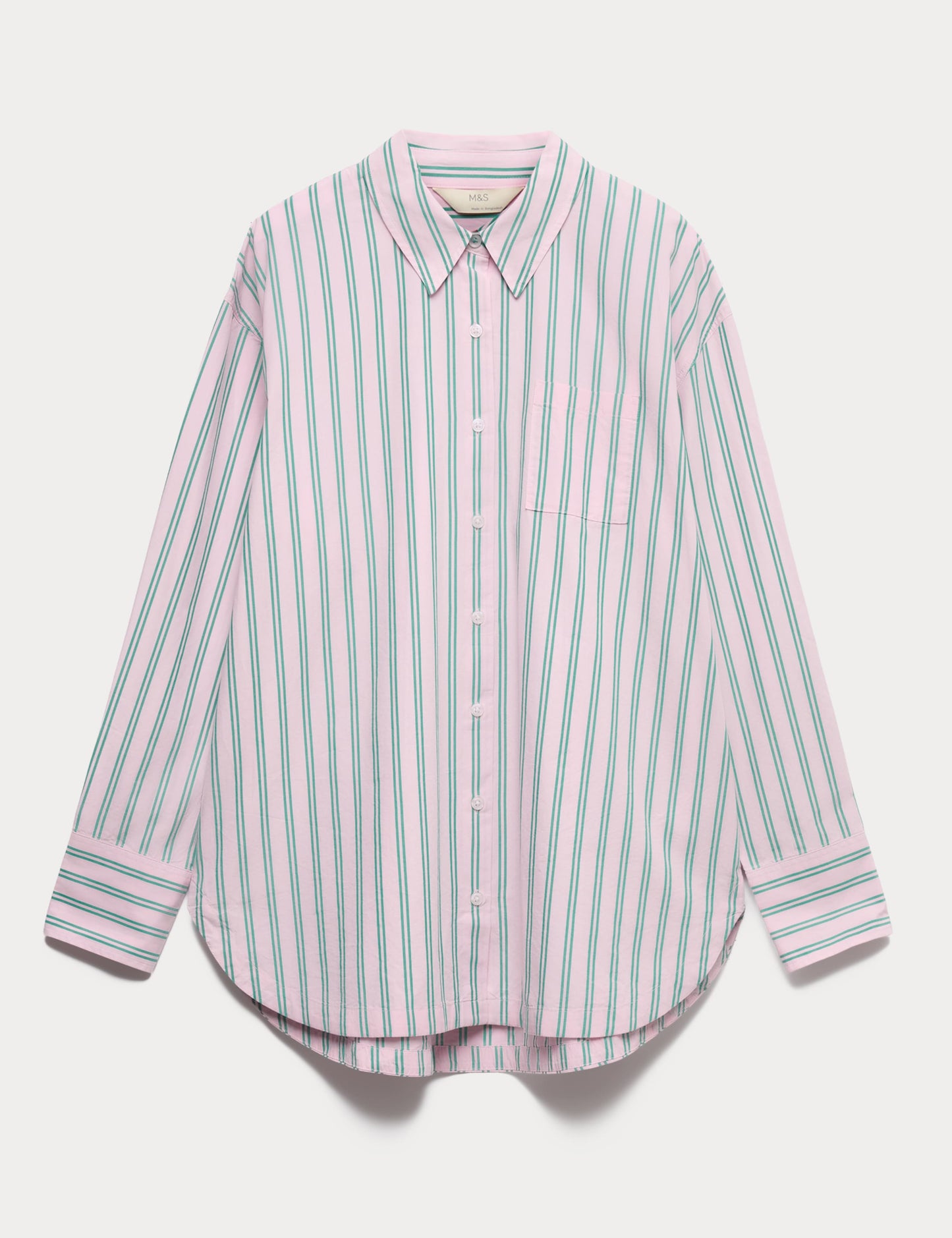 Pure Cotton Poplin Striped Pyjama Shirt