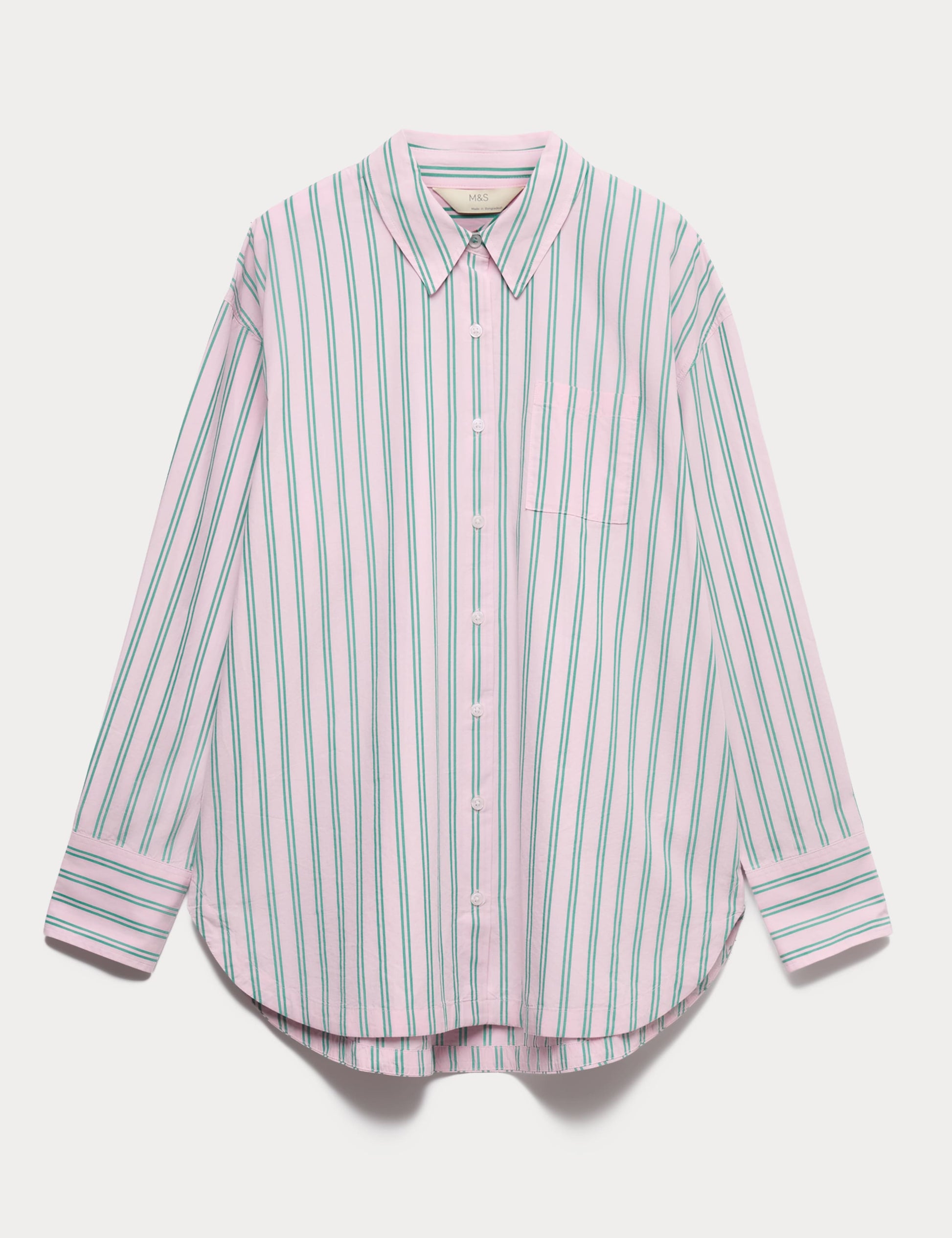 Pure Cotton Poplin Striped Pyjama Shirt