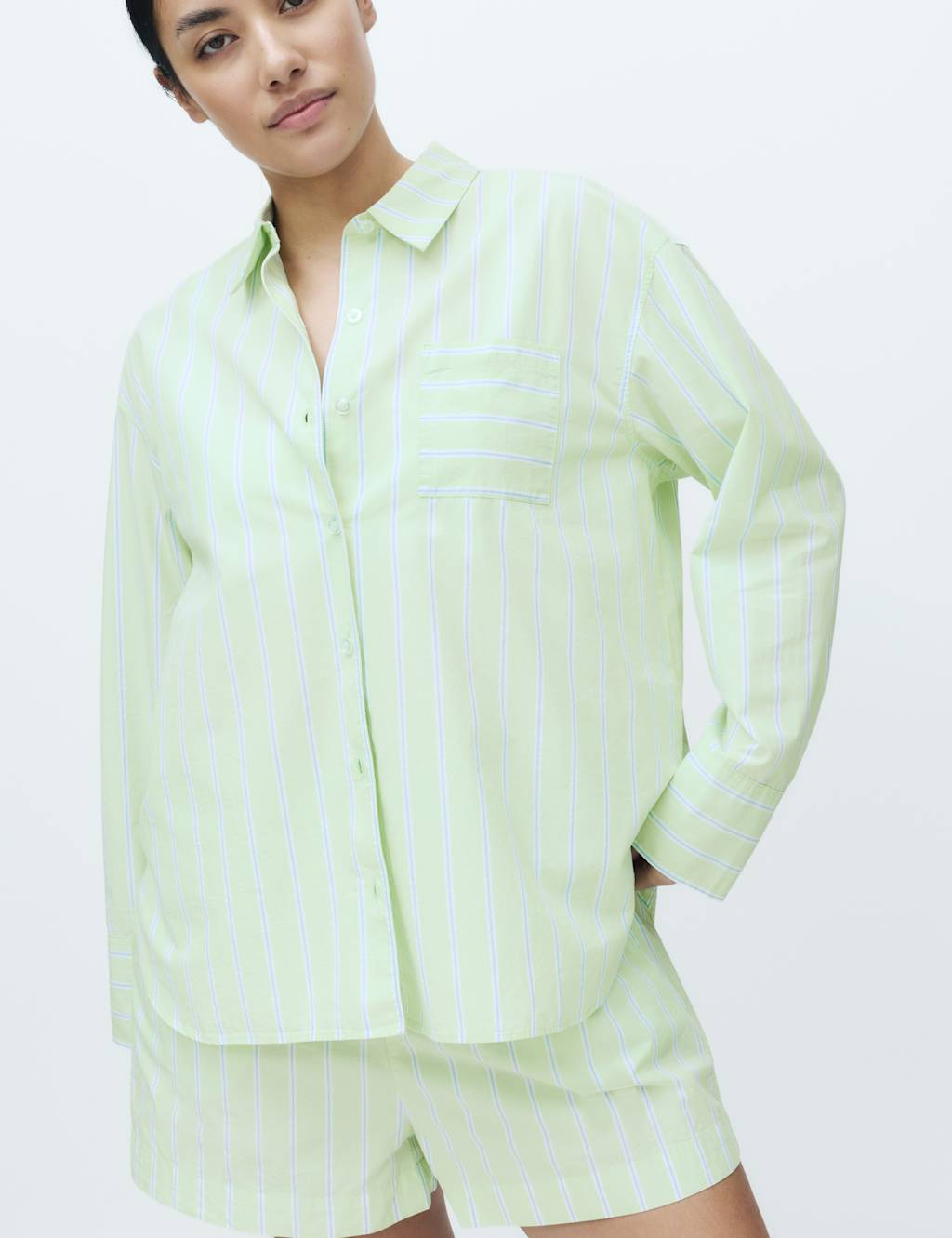 Pure Cotton Poplin Striped Pyjama Top