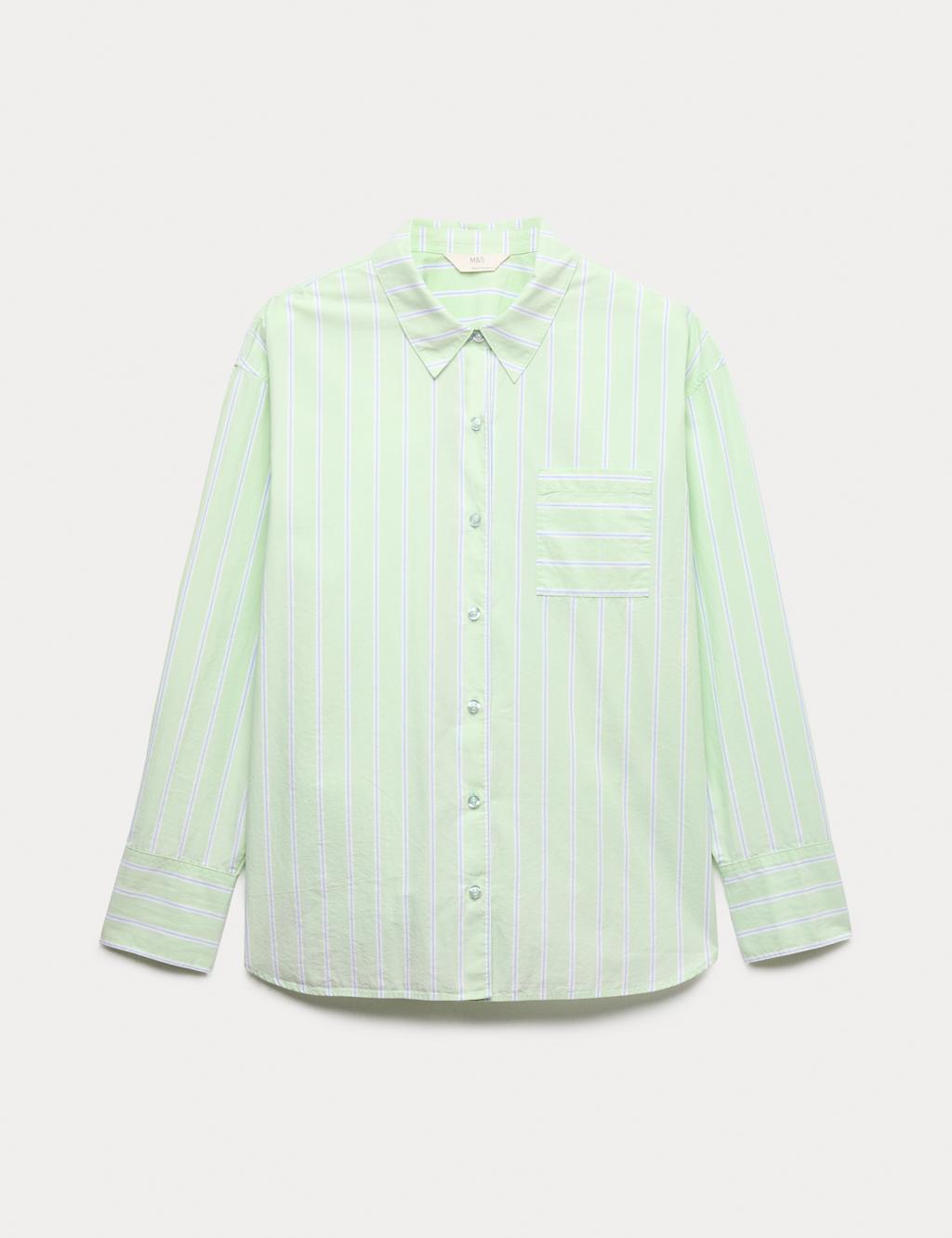 Pure Cotton Poplin Striped Pyjama Top