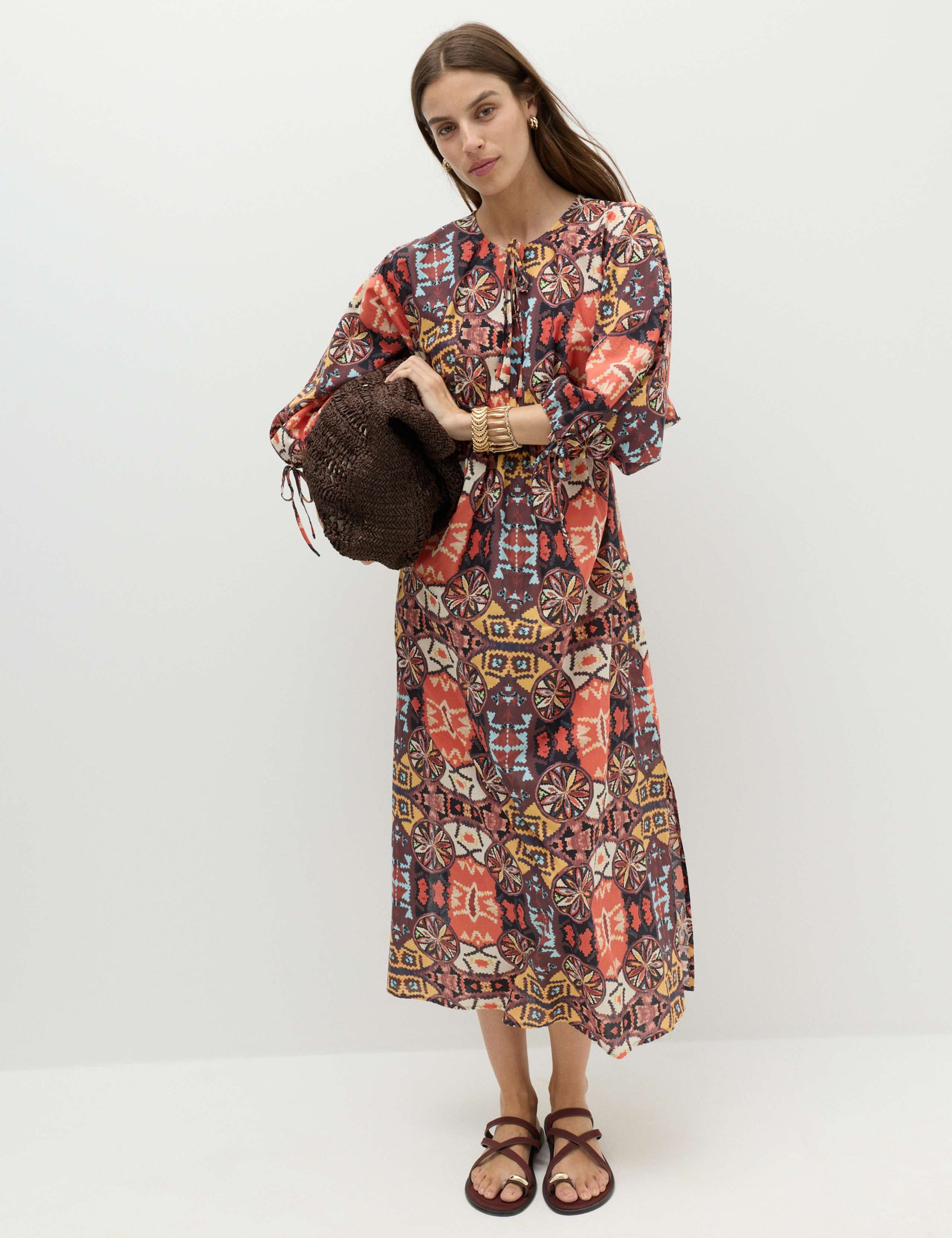 Pure Cotton Printed Midaxi Kaftan Dress