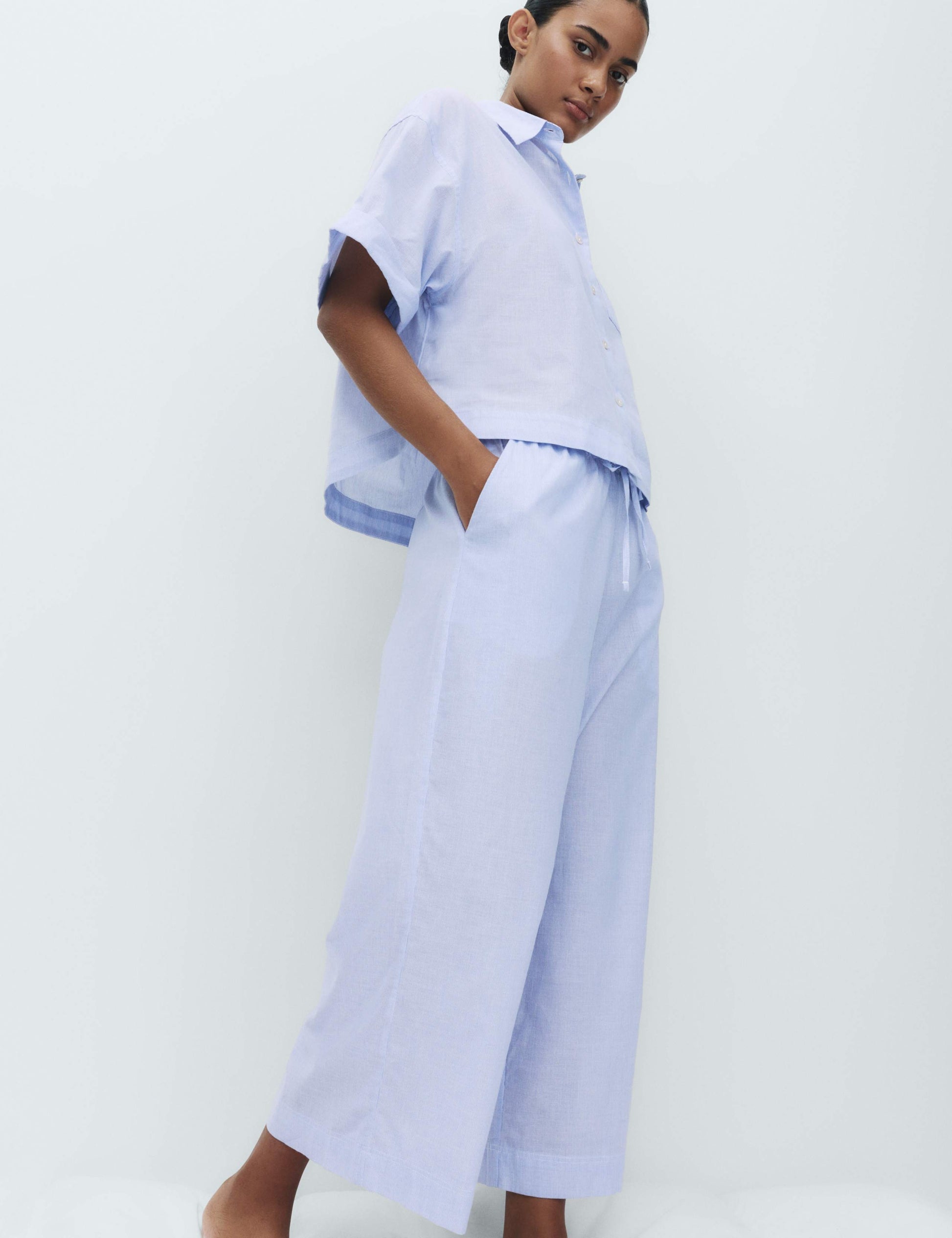 Pure Cotton Striped Cropped Pyjama Bottoms