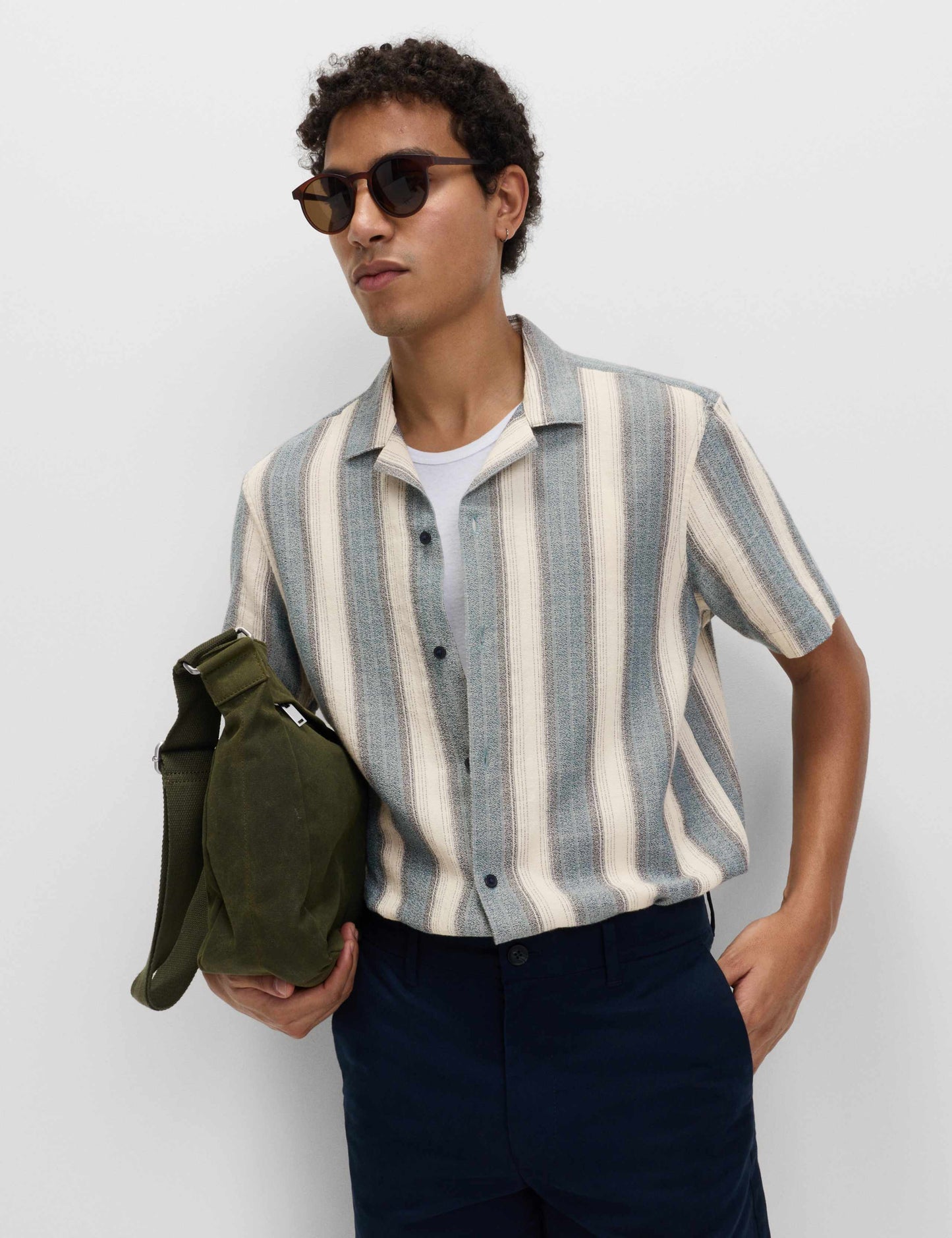 Pure Cotton Striped Short Sleeve Shirt