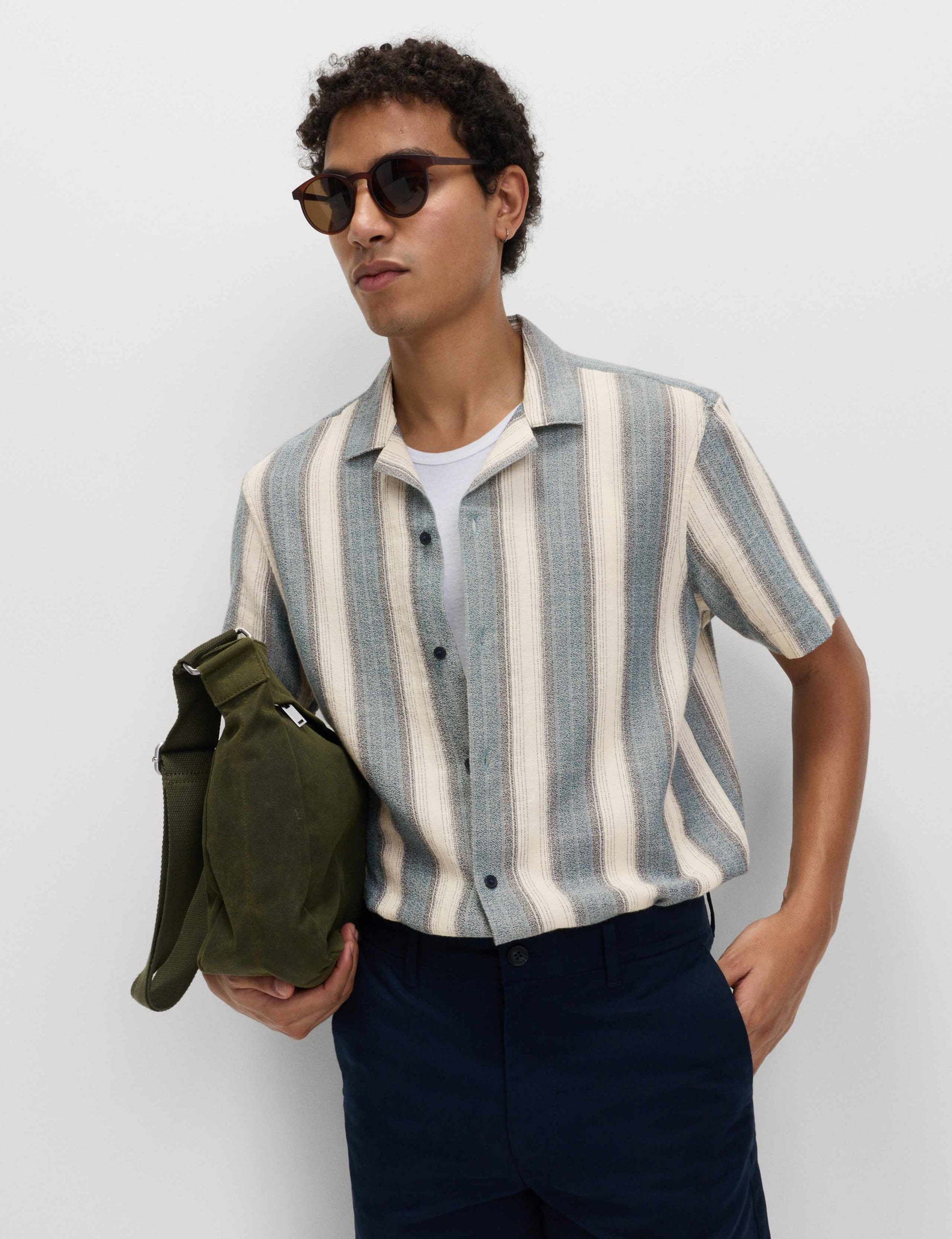 Pure Cotton Striped Short Sleeve Shirt