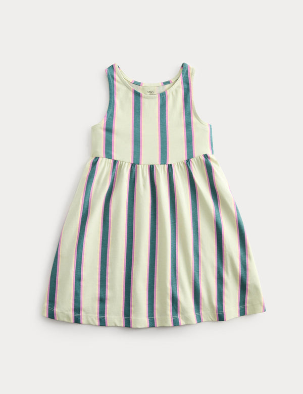 Pure Cotton Striped Sleeveless Dress (2-8 Yrs)